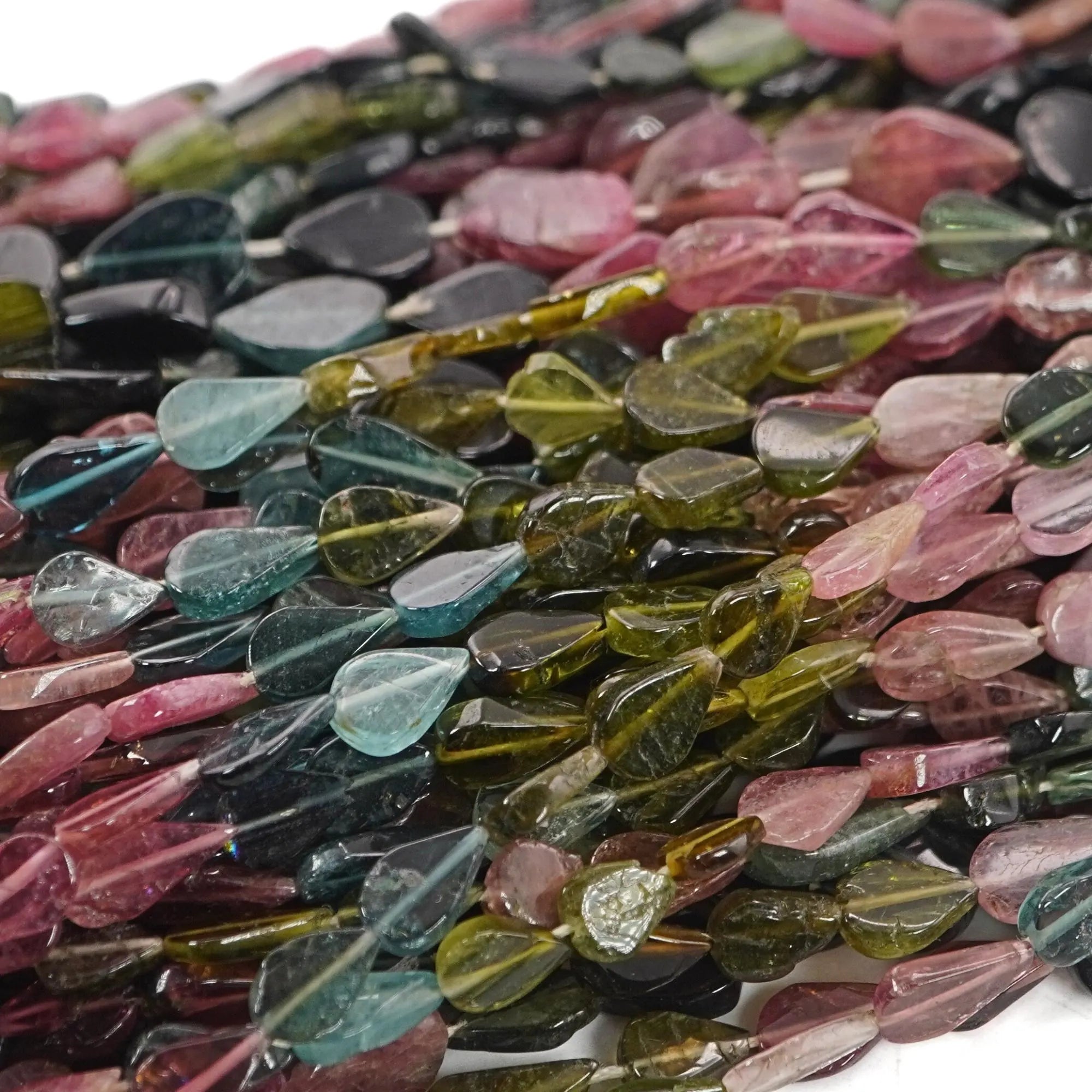 Multicolor Tourmaline Smooth Pear Shape Gemstone Strand Beads 