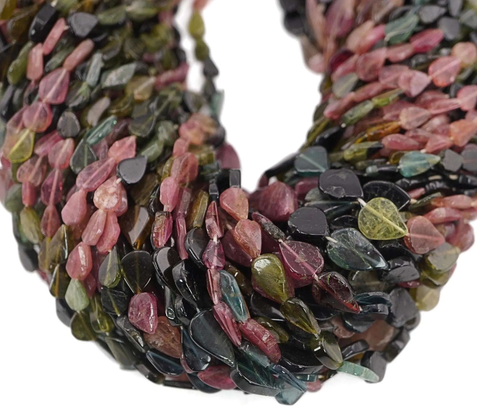 Multicolor Tourmaline Smooth Pear Shape Gemstone Strand Beads 