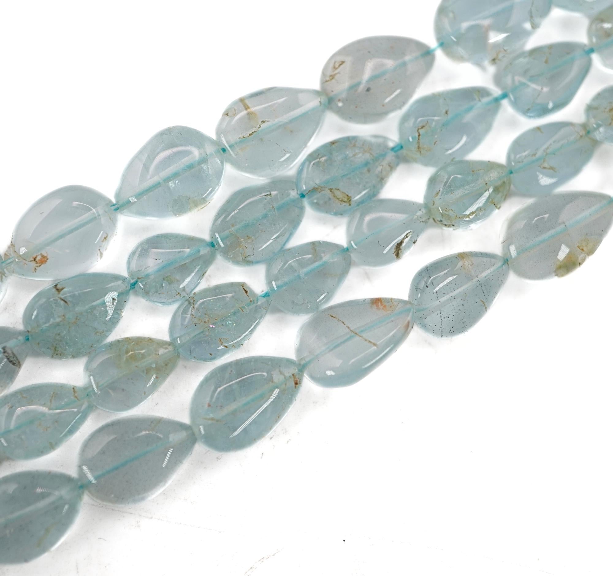 Aquamarine Smooth Pear Shape Gemstone Strand Beads 