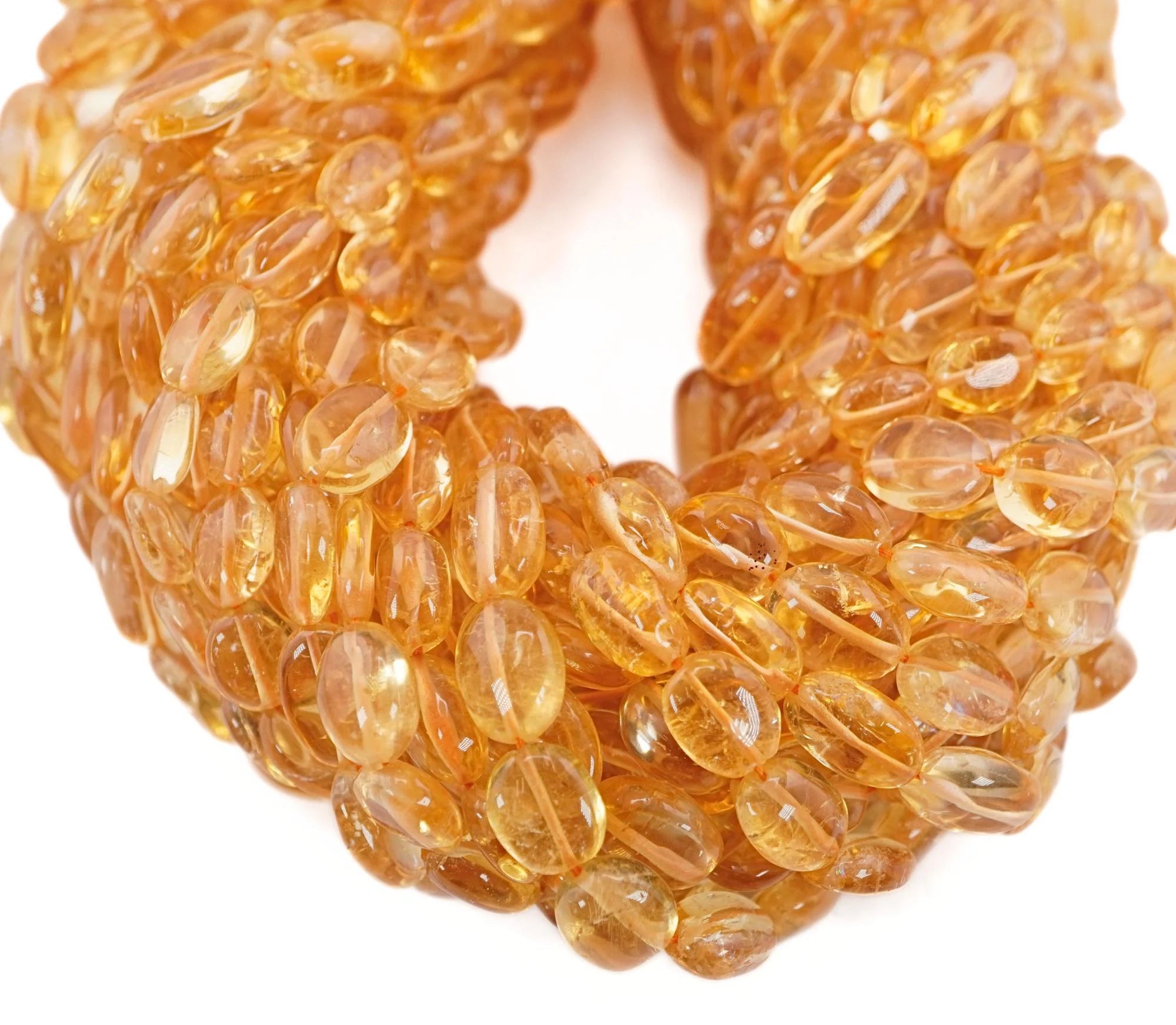 Citrine Smooth Oval Shape Gemstone Strand Beads 