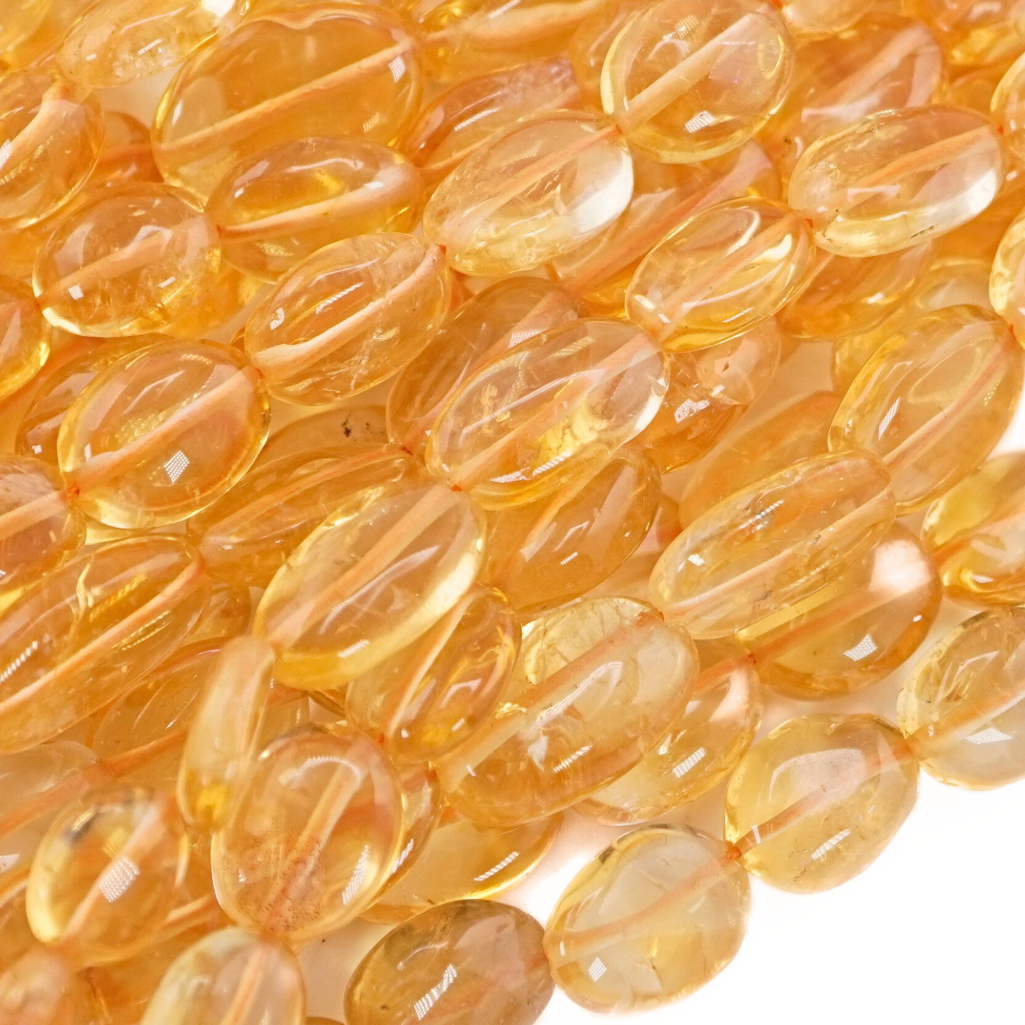 Citrine Smooth Oval Shape Gemstone Strand Beads 