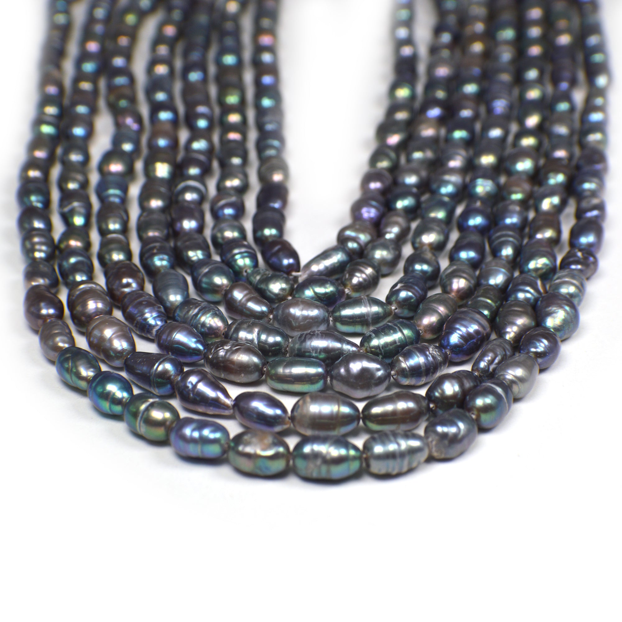 Iridescent blue baroque pearl beads for jewelry

