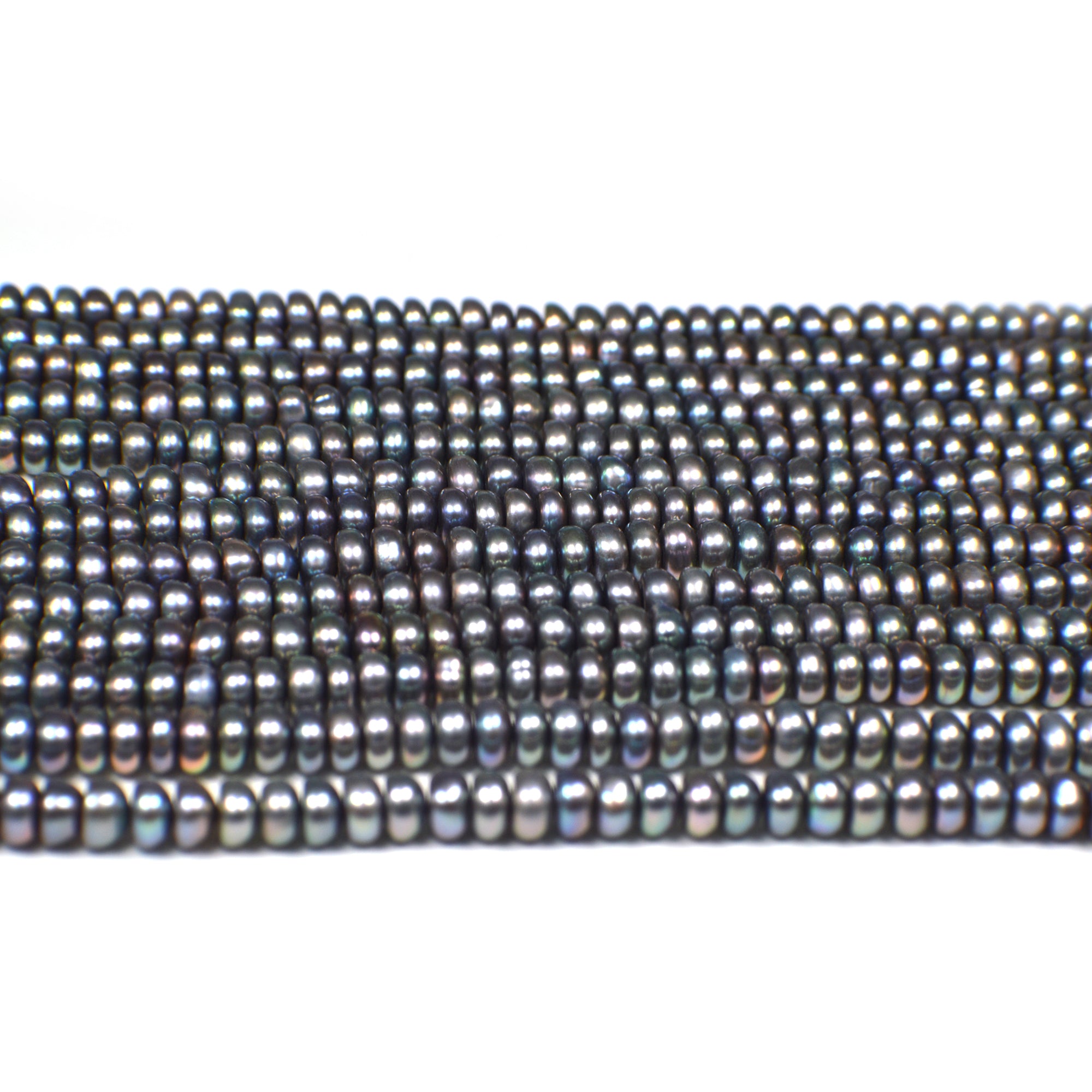 5 - 5.5 MM Peacock Navy Blue Button Freshwater Pearls Beads