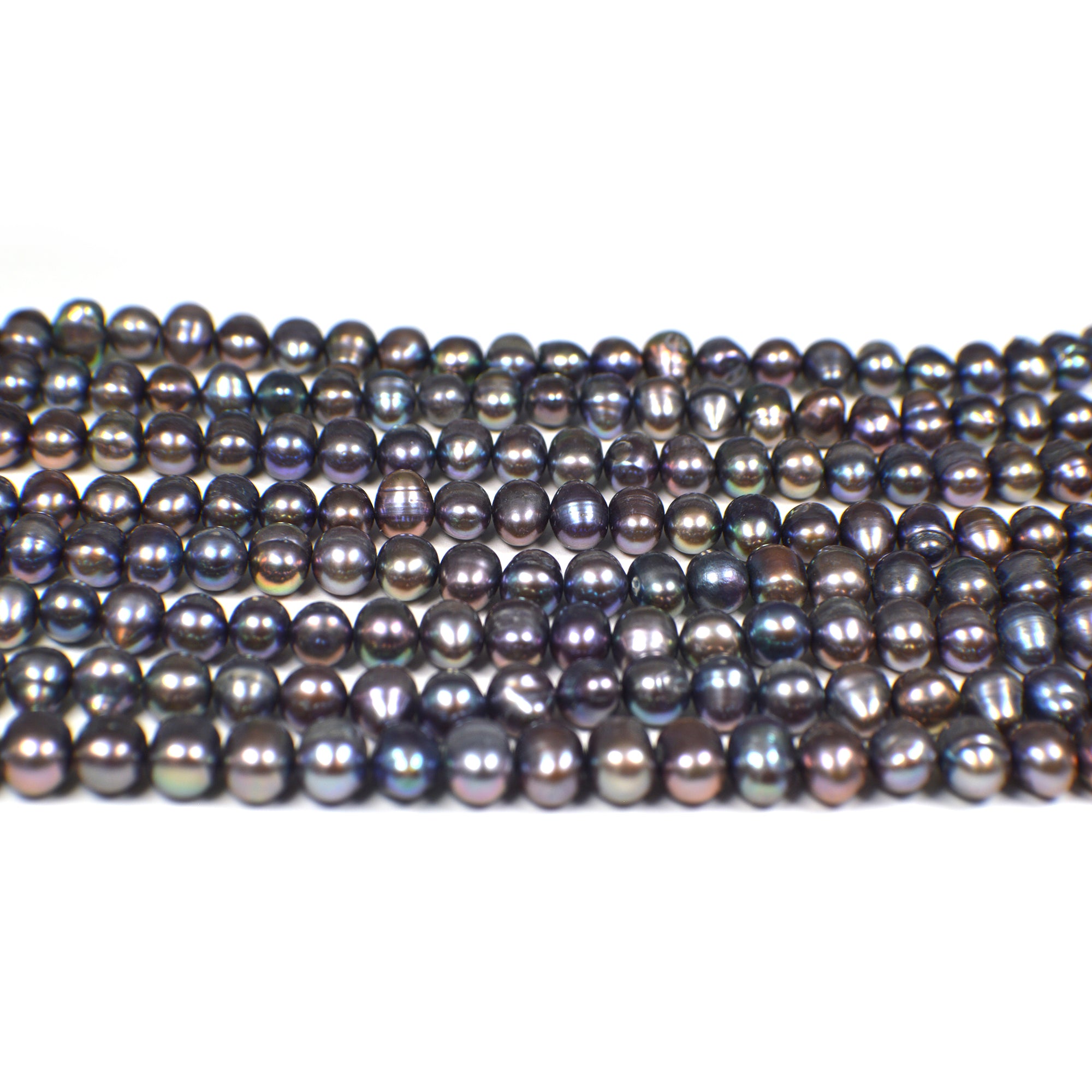 7 - 8 MM Peacock Navy Blue Potato Freshwater Pearls Beads
