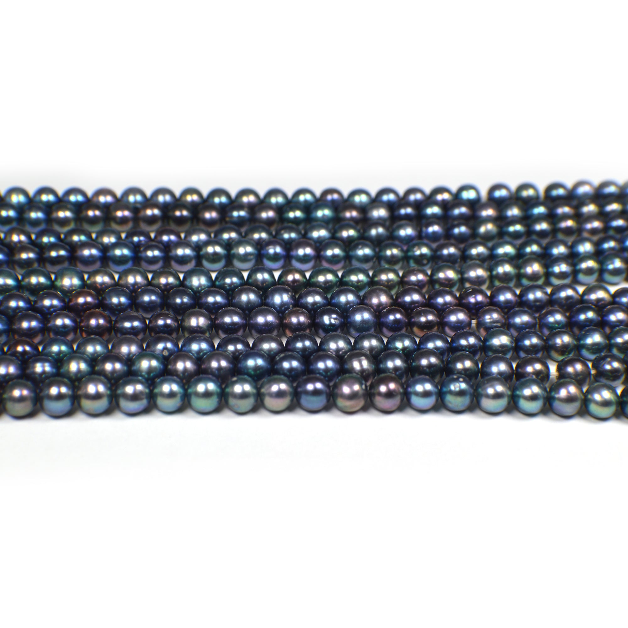 6 - 7 MM Peacock Navy Blue Potato Freshwater Pearls Beads