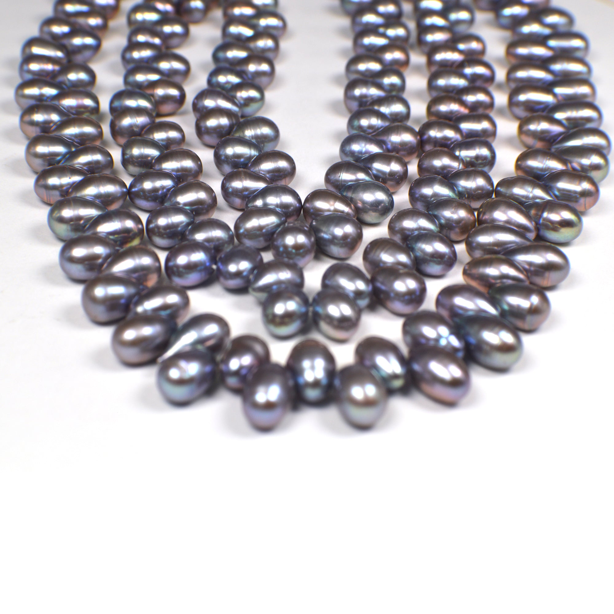 10 x 7 - 12 x 7 MM Peacock Rice Freshwater Pearls Beads