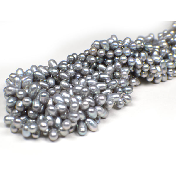 6x4 - 7x5 MM Gray Rice Freshwater Pearls Beads