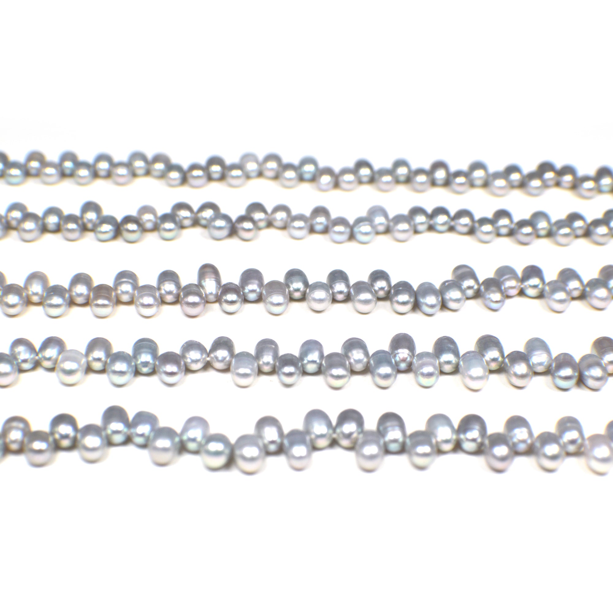 6 x 4 - 7 x 5 MM Gray Rice Freshwater Pearls Beads
