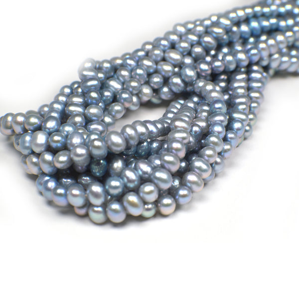 5.5x4.5 - 6x4.5 MM Gray Blue Potato Freshwater Pearls Beads