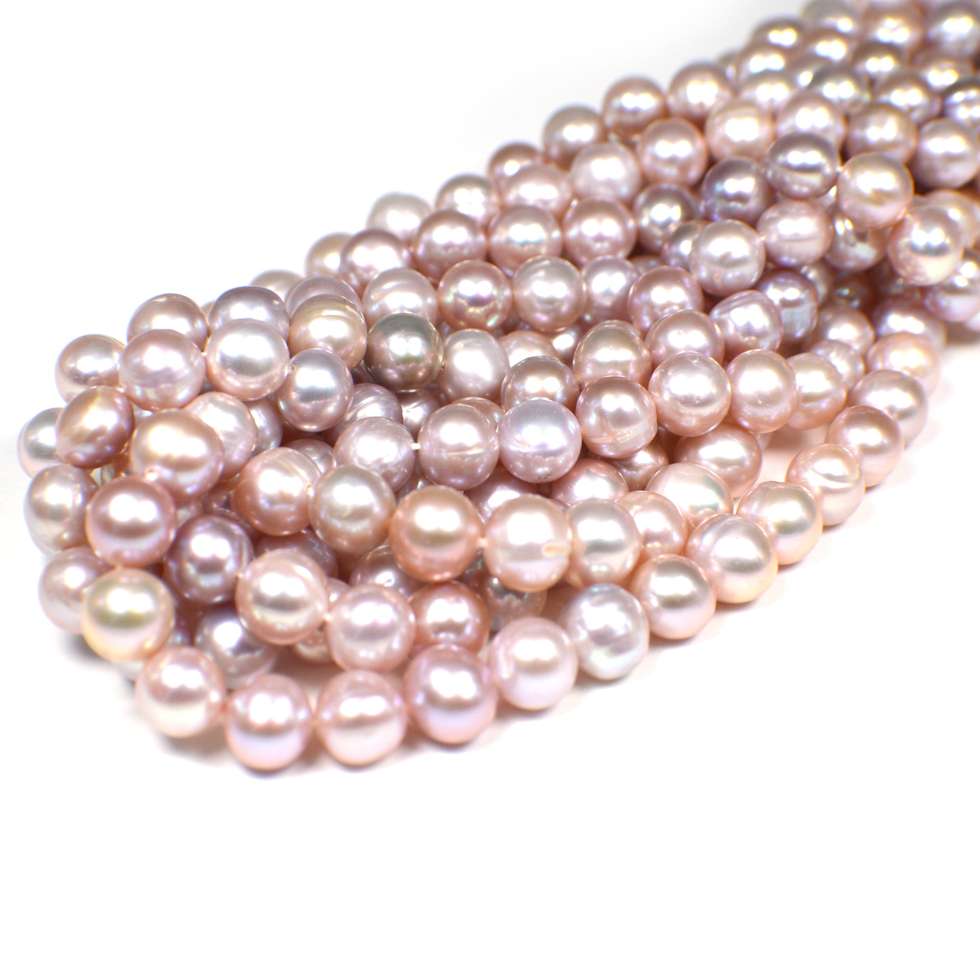 7 - 8 MM Lilac Near Round Freshwater Pearls Beads
