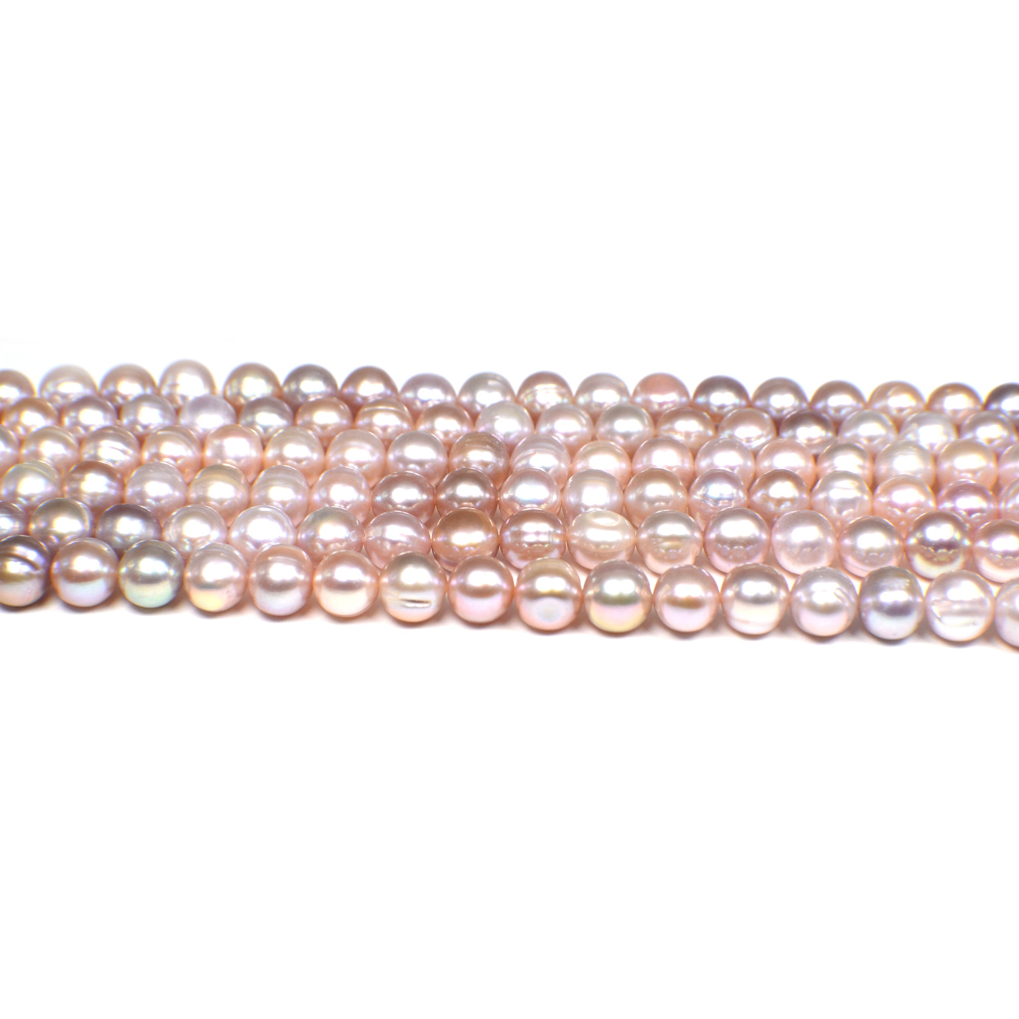 7 - 8 MM Lilac Near Round Freshwater Pearls Beads