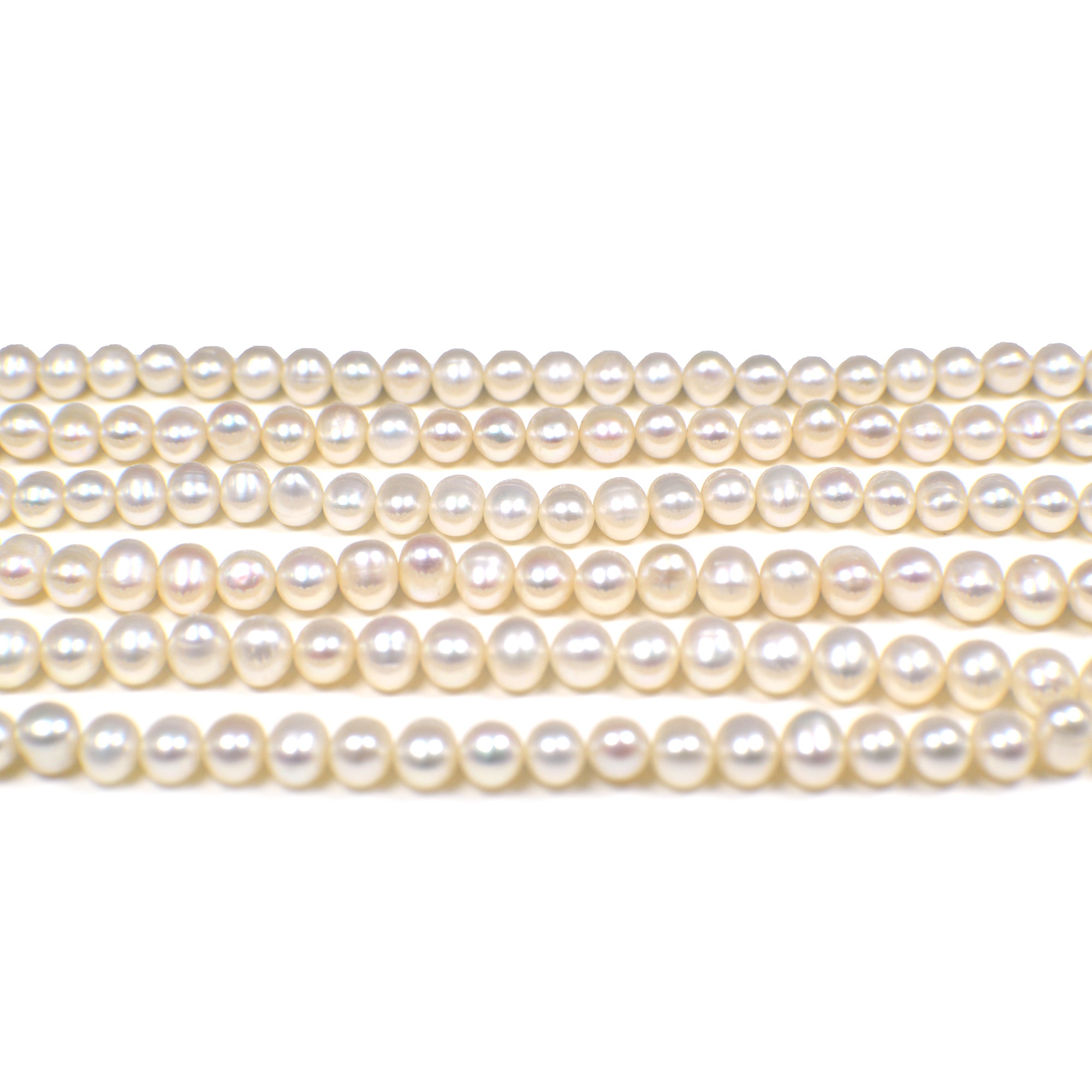 6x5 - 7x6 MM White Potato Freshwater Pearls Beads