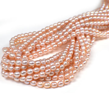 5x4 - 6x4 MM Pink Peach Rice Freshwater Pearls Beads