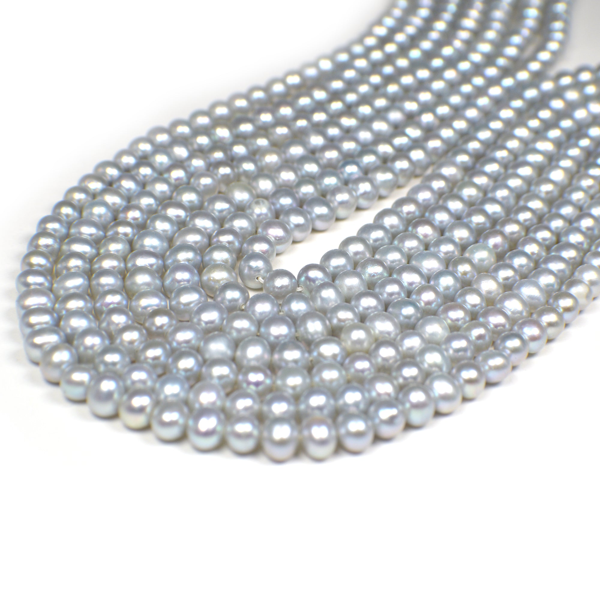 5 - 6 MM Gray Blue Potato Freshwater Pearls Beads