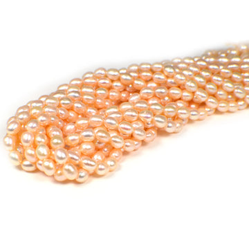 6x4 - 6x5 MM Pink Peach Rice Freshwater Pearls Beads