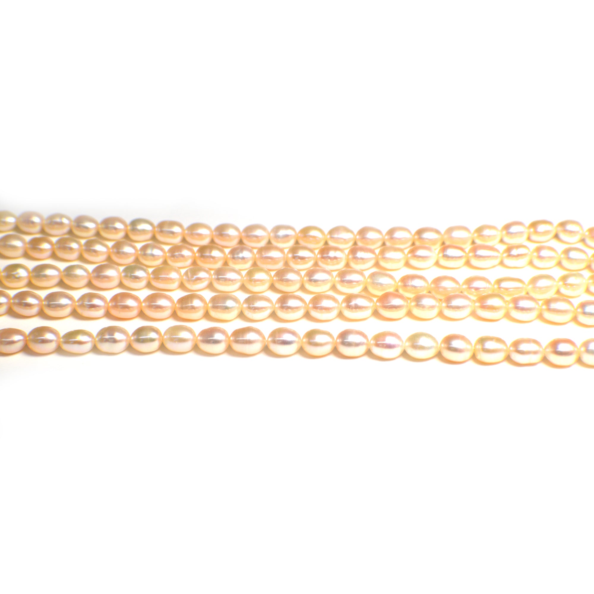 6x4 - 6x5 MM Pink Peach Rice Freshwater Pearls Beads