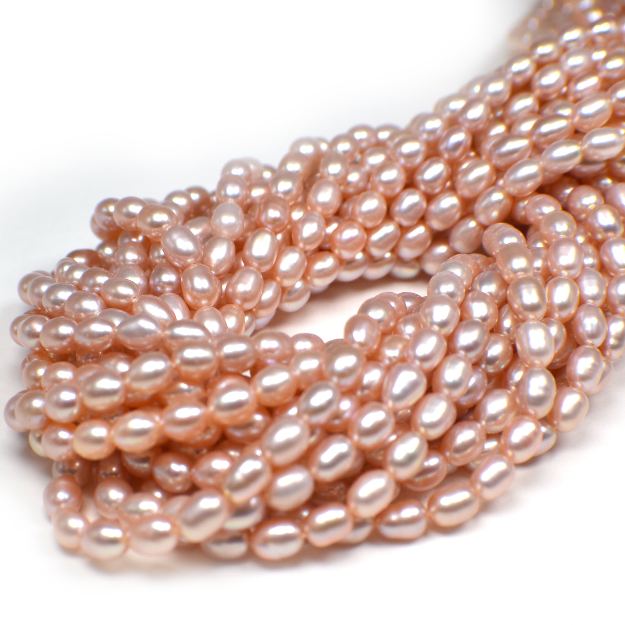 5x4 - 6x4 MM Pink Peach Rice Freshwater Pearls Beads