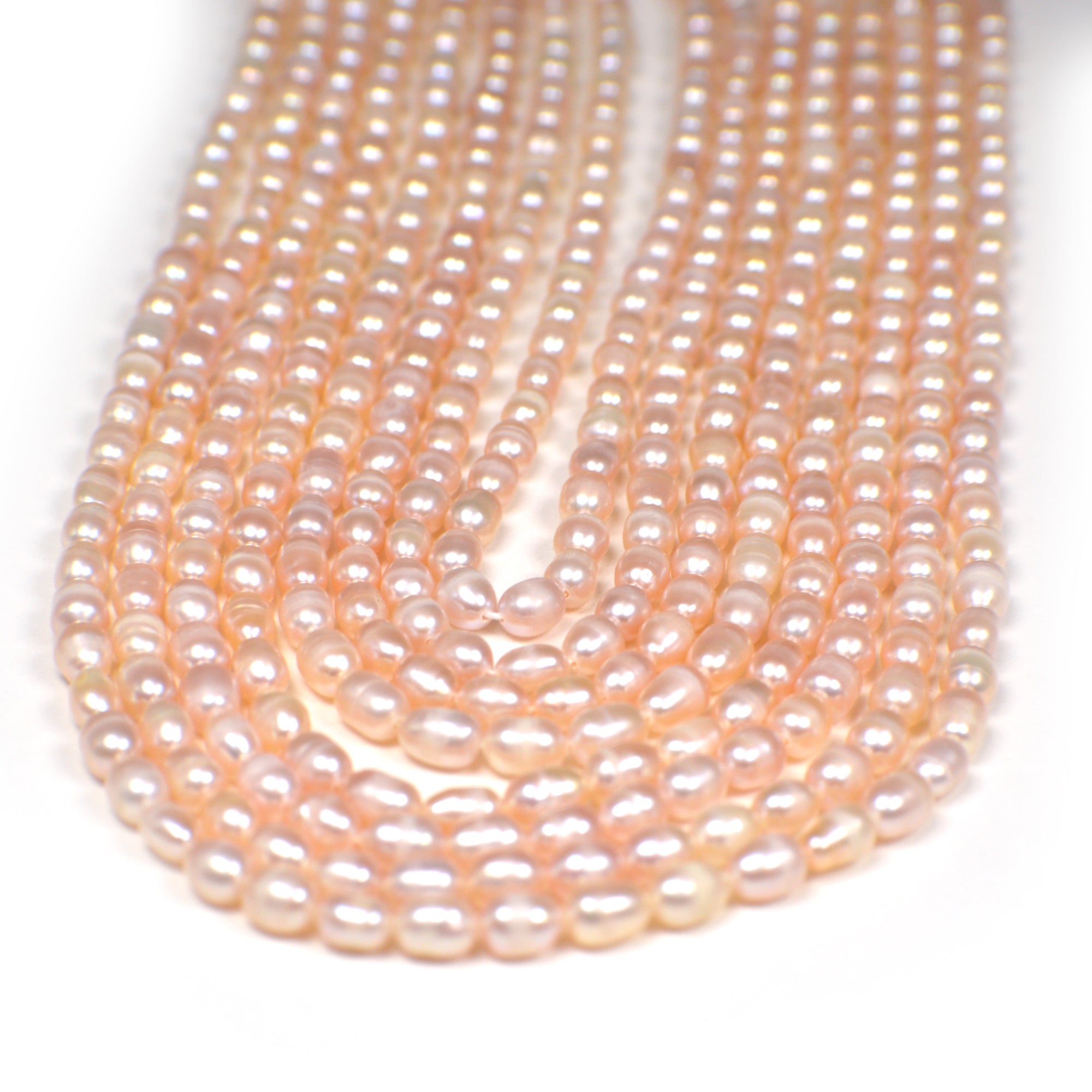 4x3 - 5x3 MM Light Pink Peach Rice Freshwater Pearls Beads