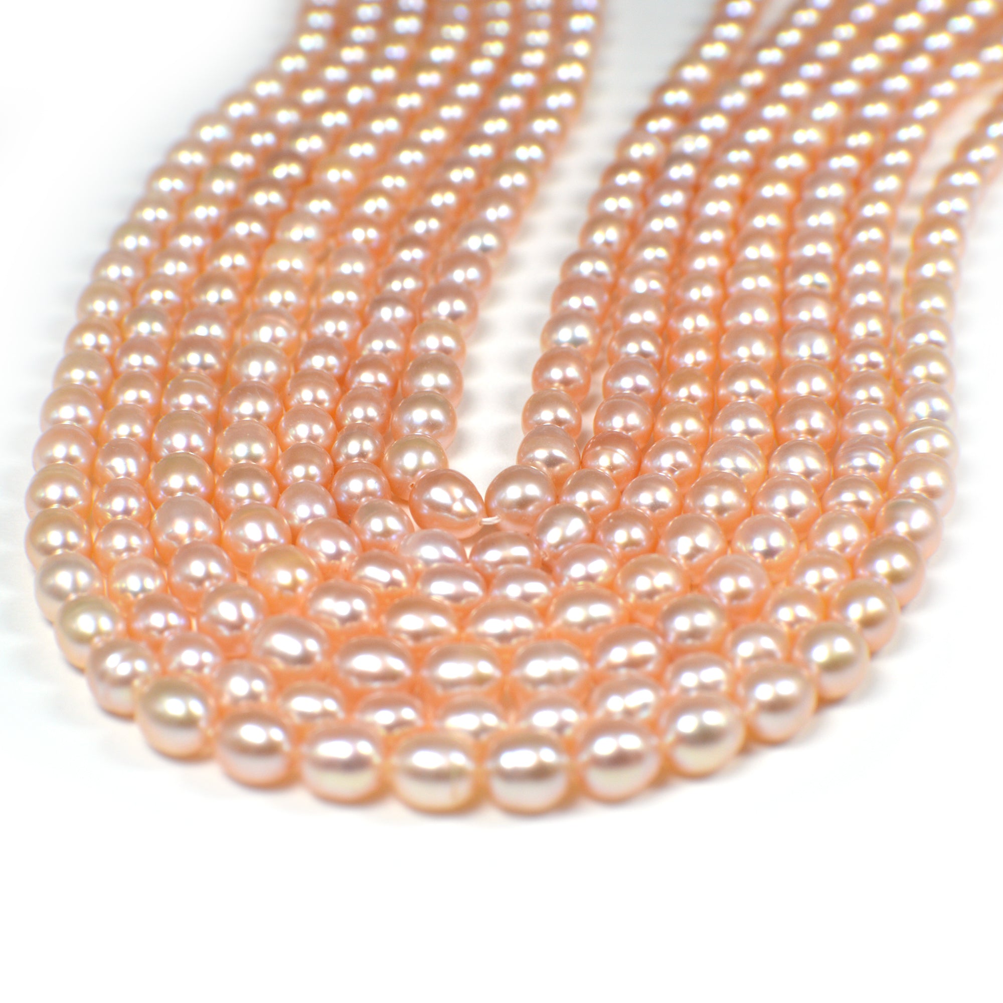 6x5 - 7x5 MM Pink Peach Rice Freshwater Pearls Beads