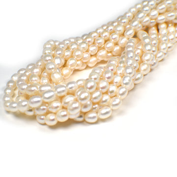 6x5 MM White Rice Freshwater Pearls Beads