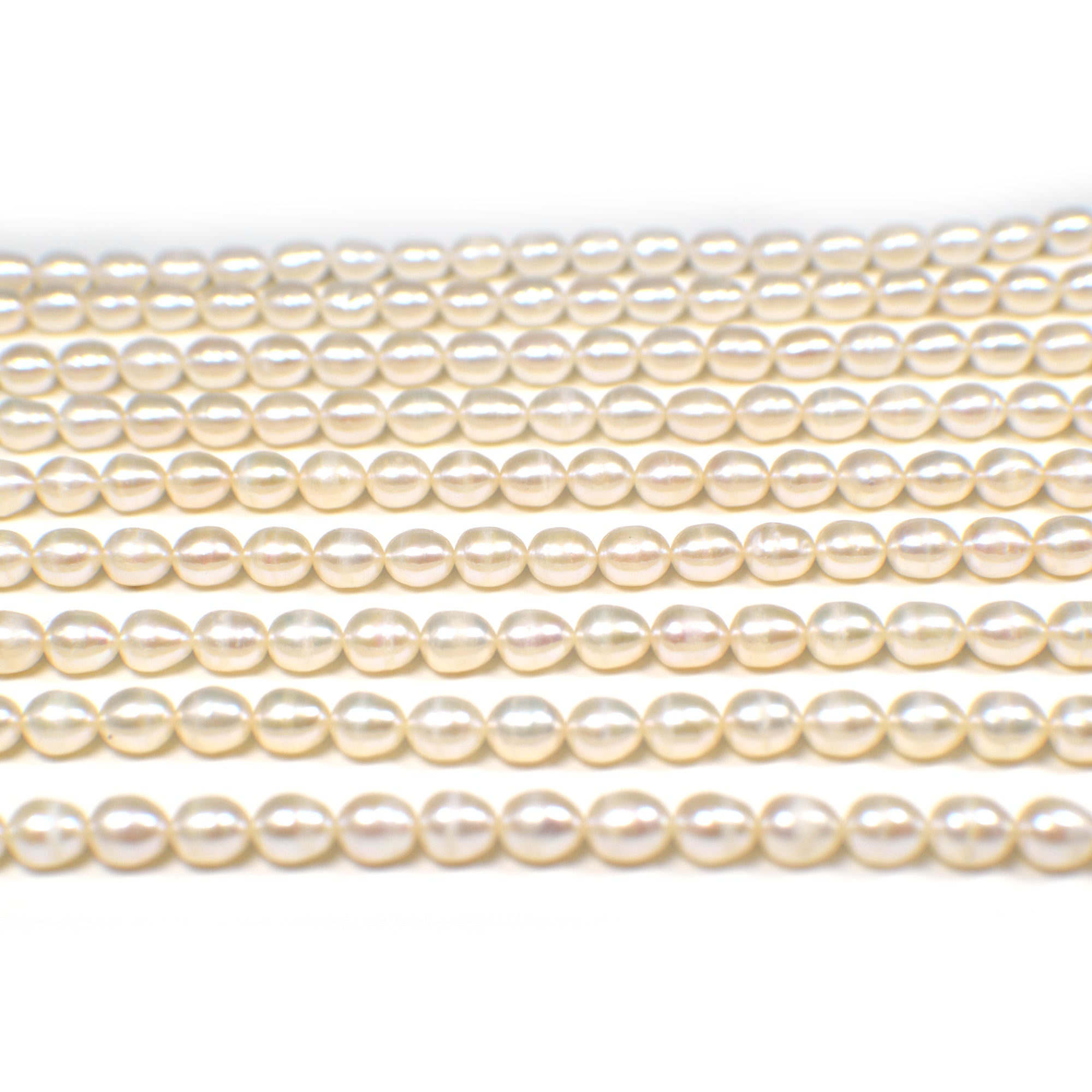 6 x 5 MM White Rice Freshwater Pearls Beads