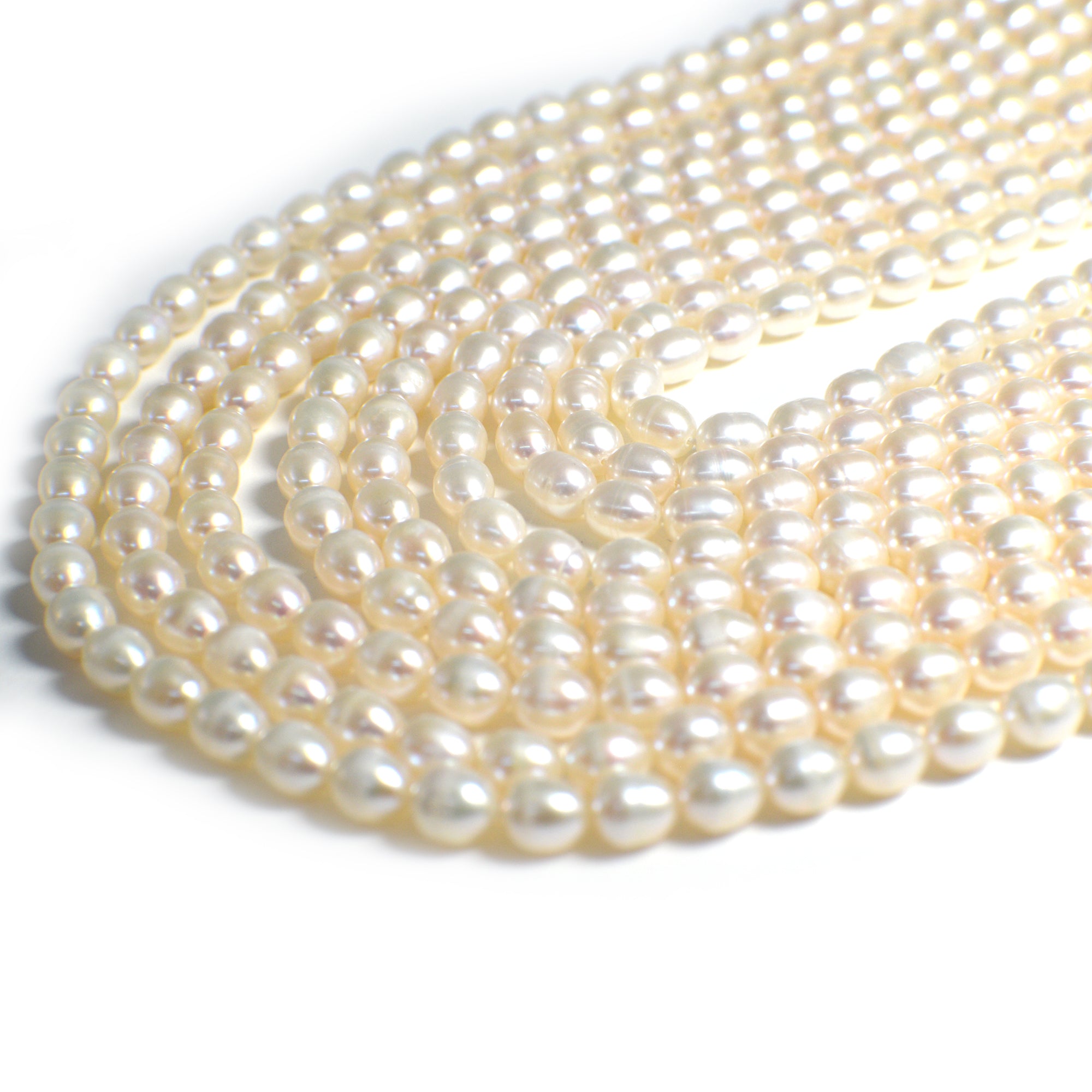 6x5 MM White Rice Freshwater Pearls Beads