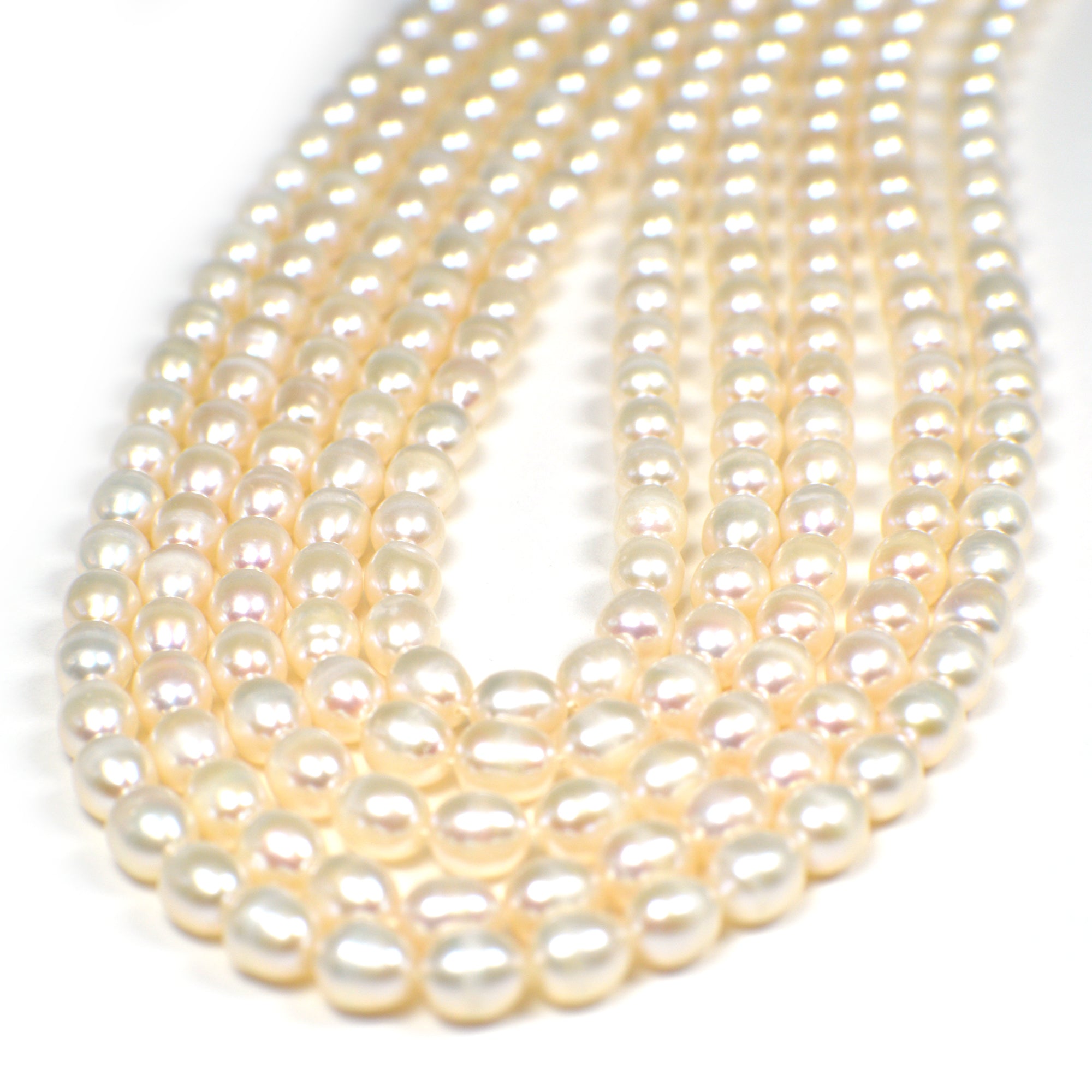 6 x 5 MM White Rice Freshwater Pearls Beads