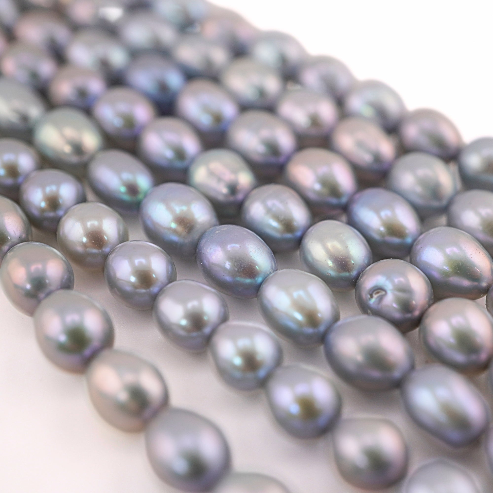 Lilac beads oval shape

