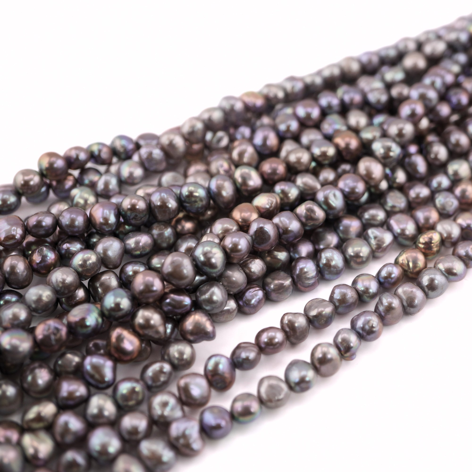 Loose Baroque Freshwater Pearl Strands in Peacock Colors

