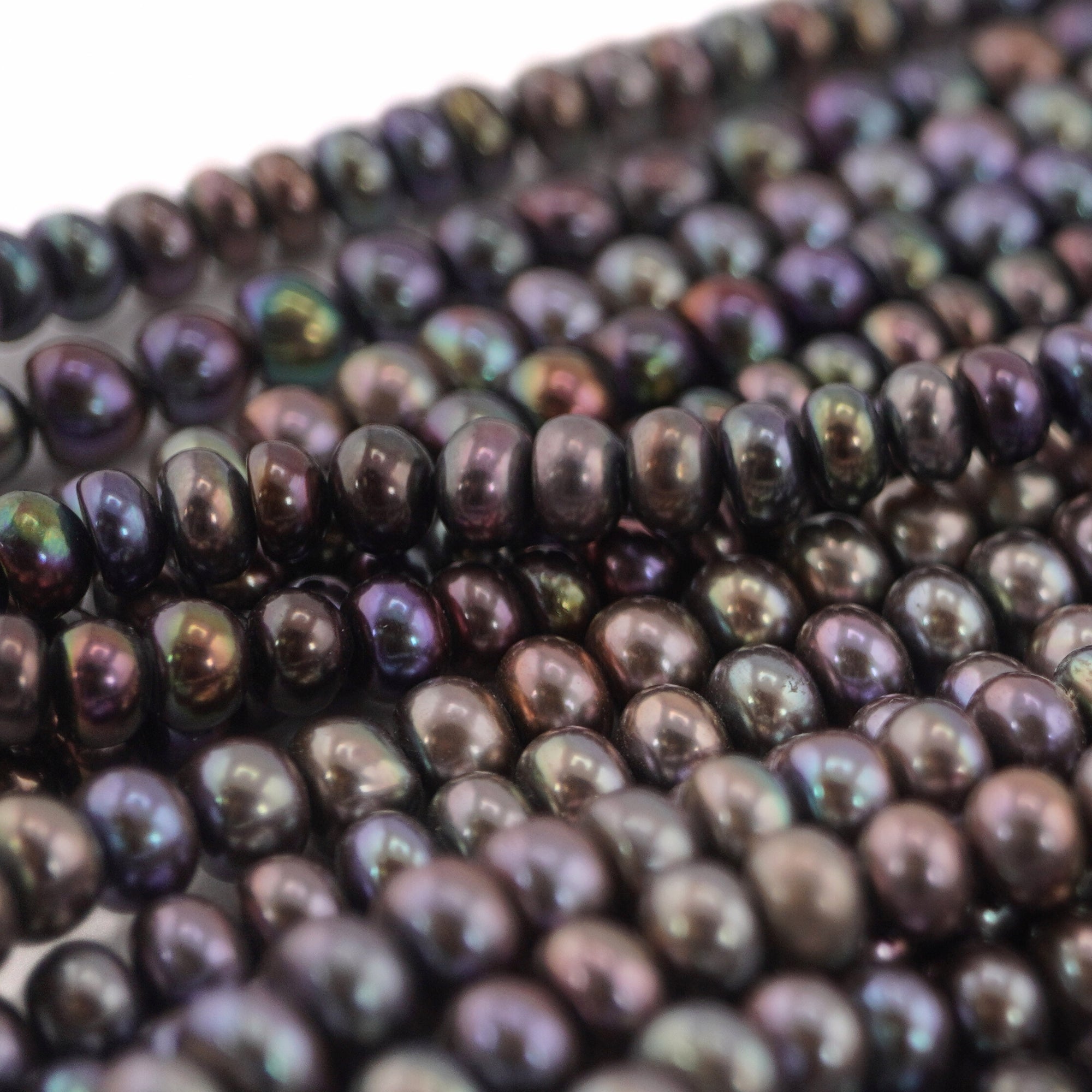 Lustrous Freshwater Pearl Strands Peacock Color

