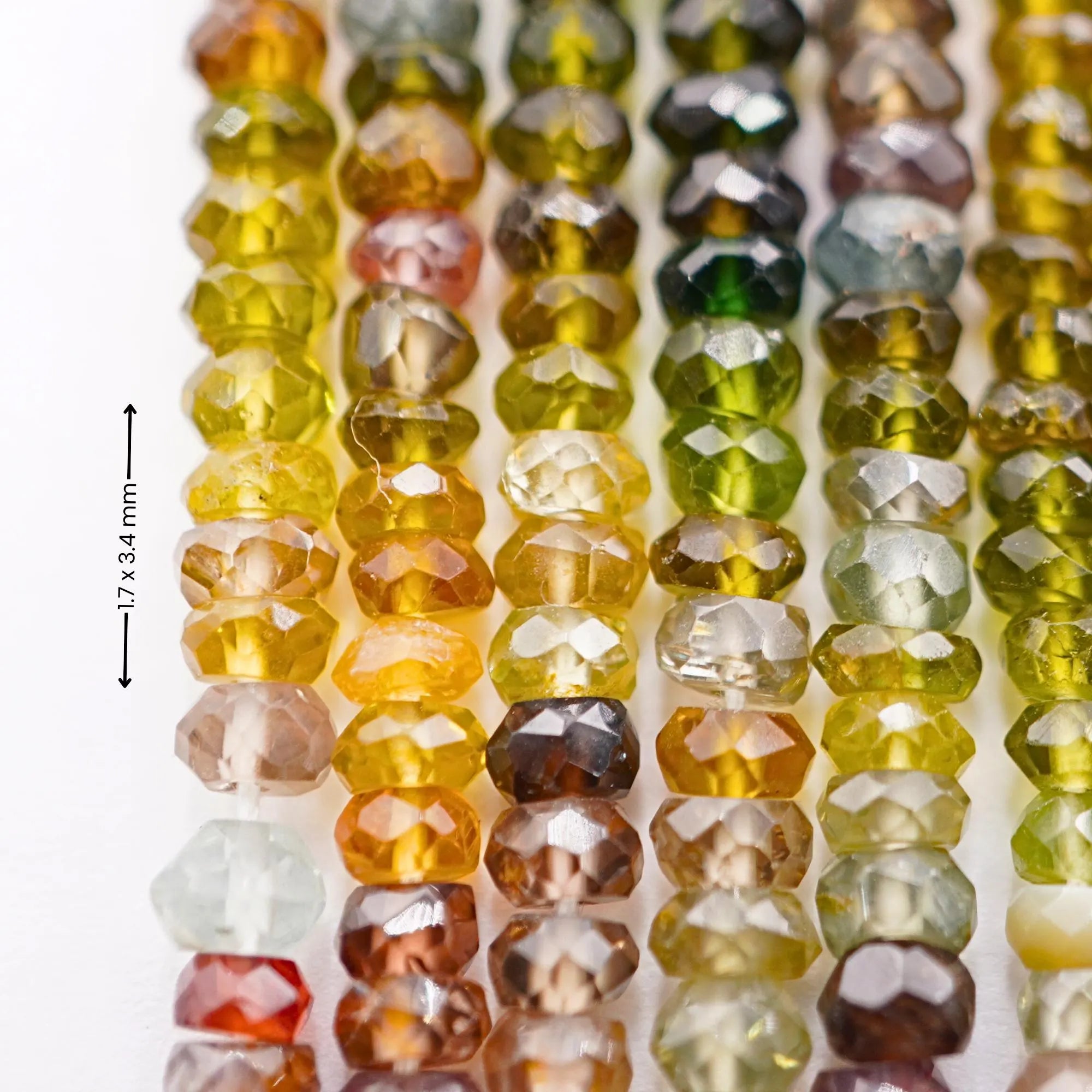 Multi Sapphire Faceted Rondelle Shape Gemstone Beads Strand Beads