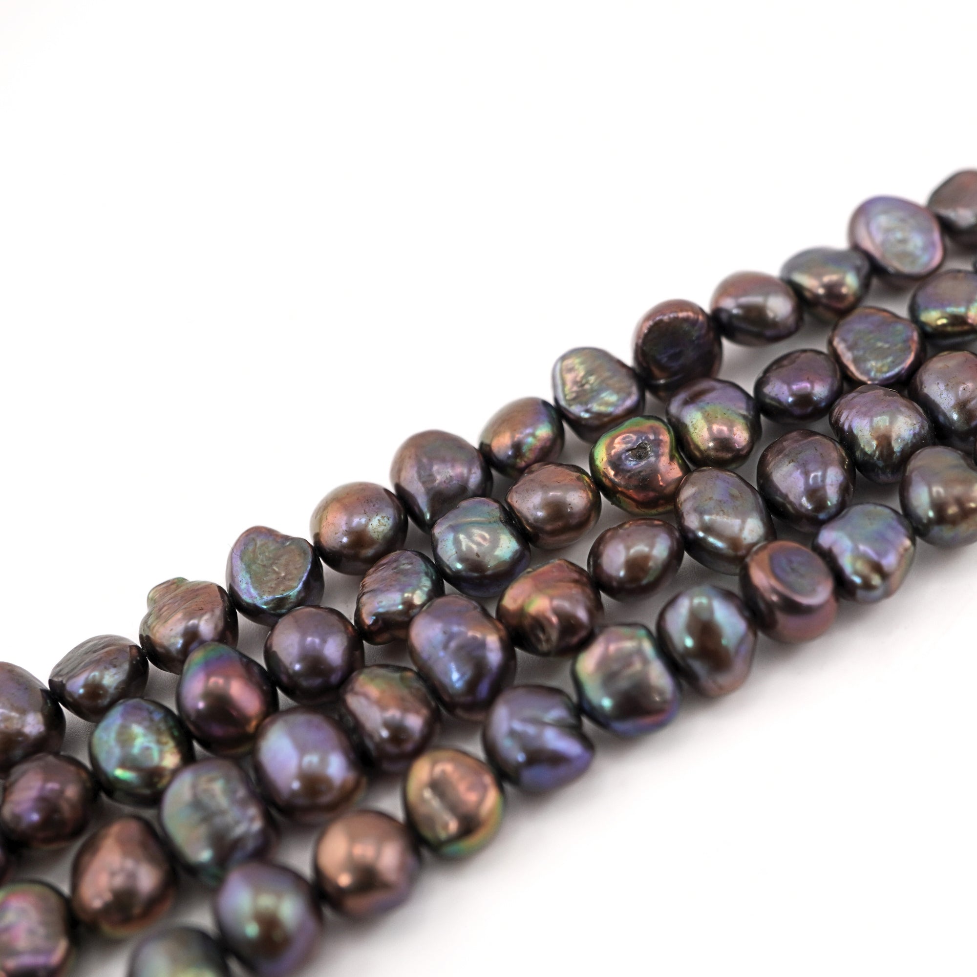Natural Baroque Freshwater Pearls in Peacock Hues

