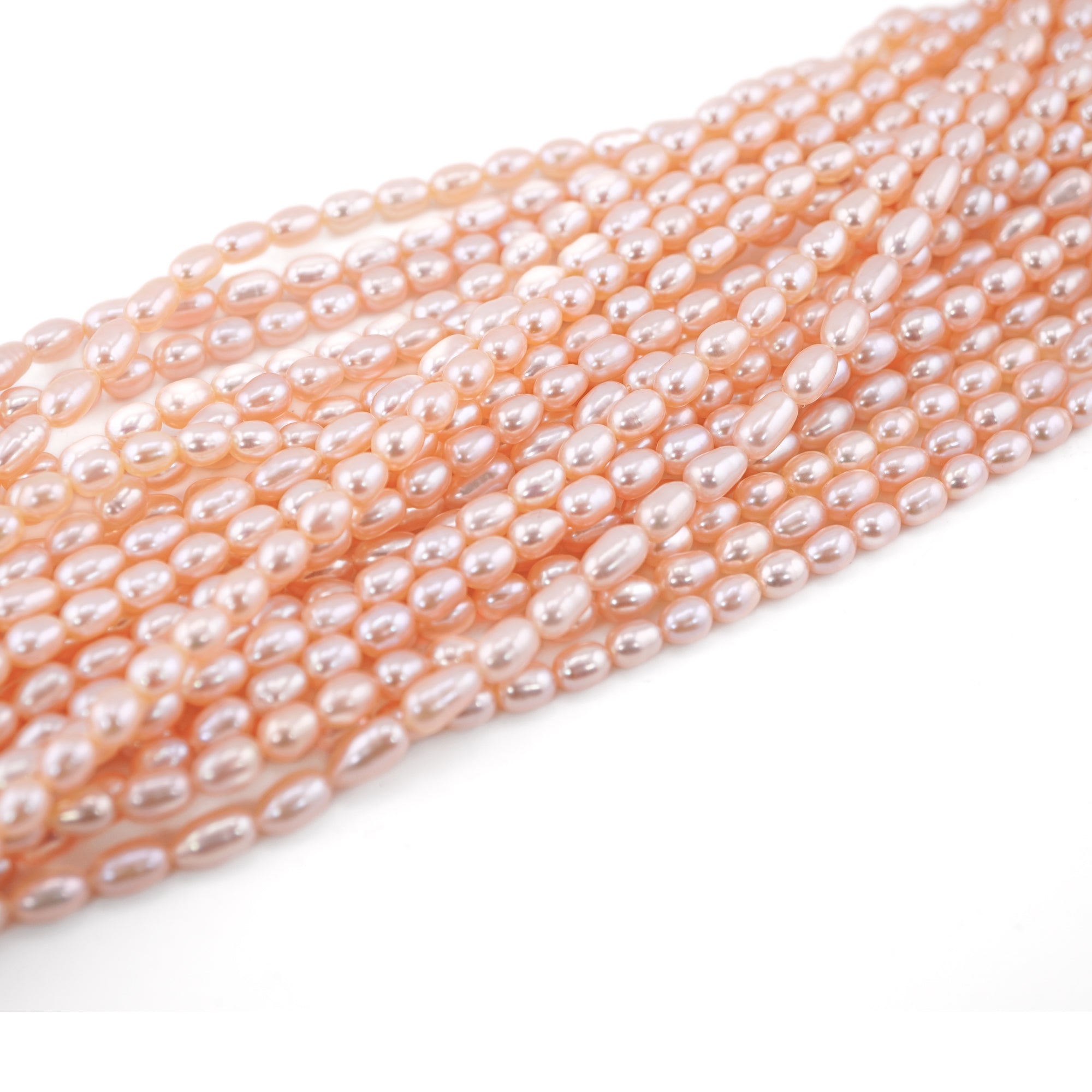 Natural peach rice shape pearl beads

