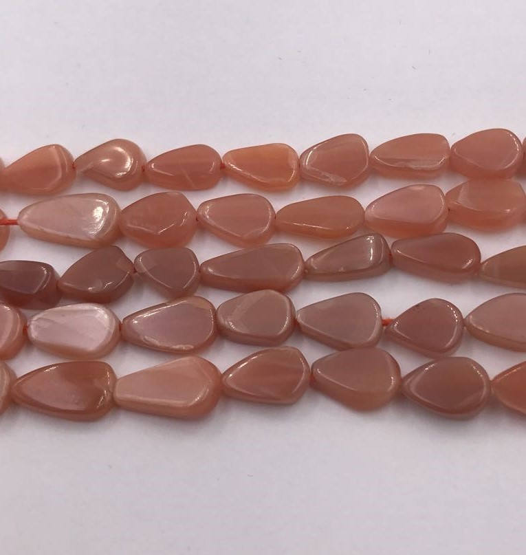 Peach Moonstone Smooth Nugget Shape Gemstone Stand Beads