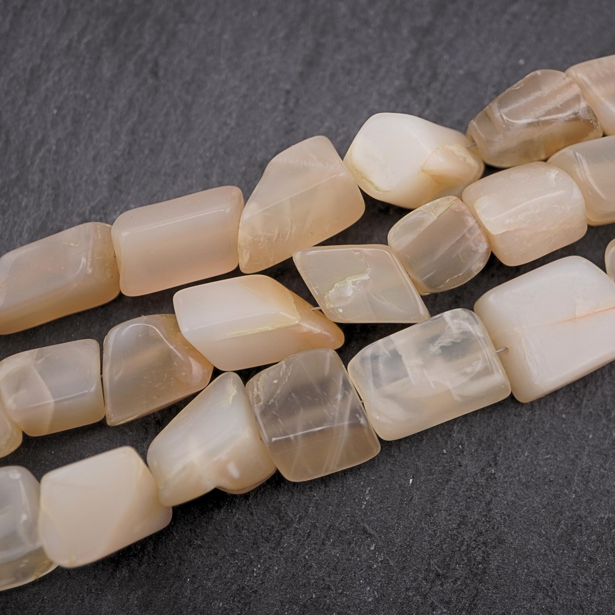 Peach Moonstone Smooth Pebble Nugget Shape Gemstone Stand Beads