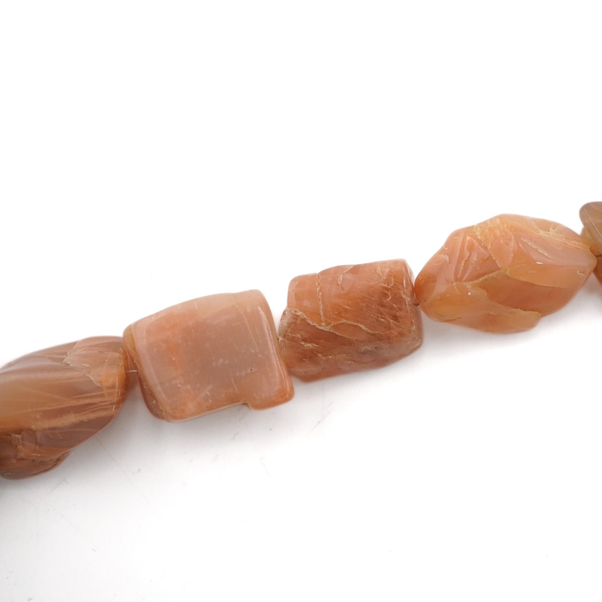 Peach Moonstone Smooth Tumble Pebble Nugget Gemstone Stand Beads