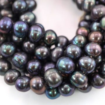 Peacock freshwater pearls strand 8x8mm

