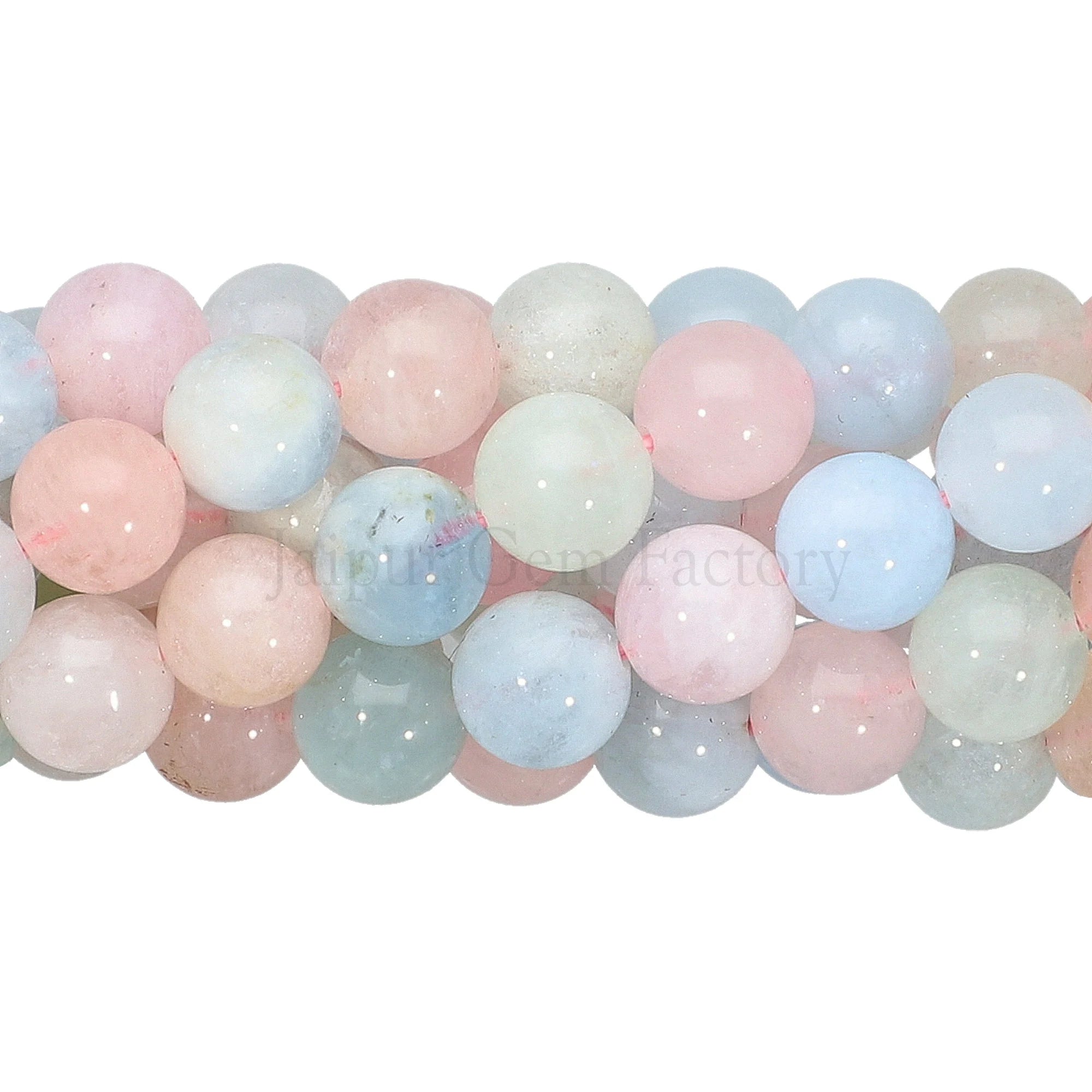 Pink Blue Morganite Smooth Round Loose Gemstone Beads 