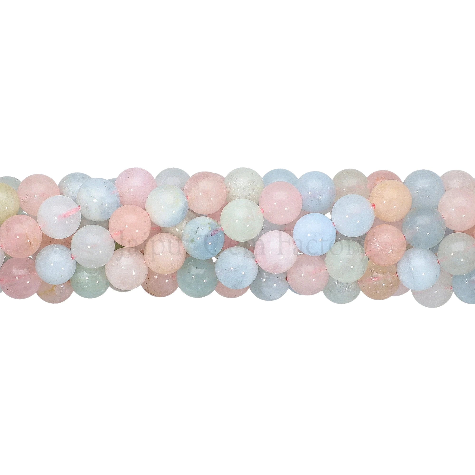 Pink Blue Morganite Smooth Round Loose Gemstone Beads 