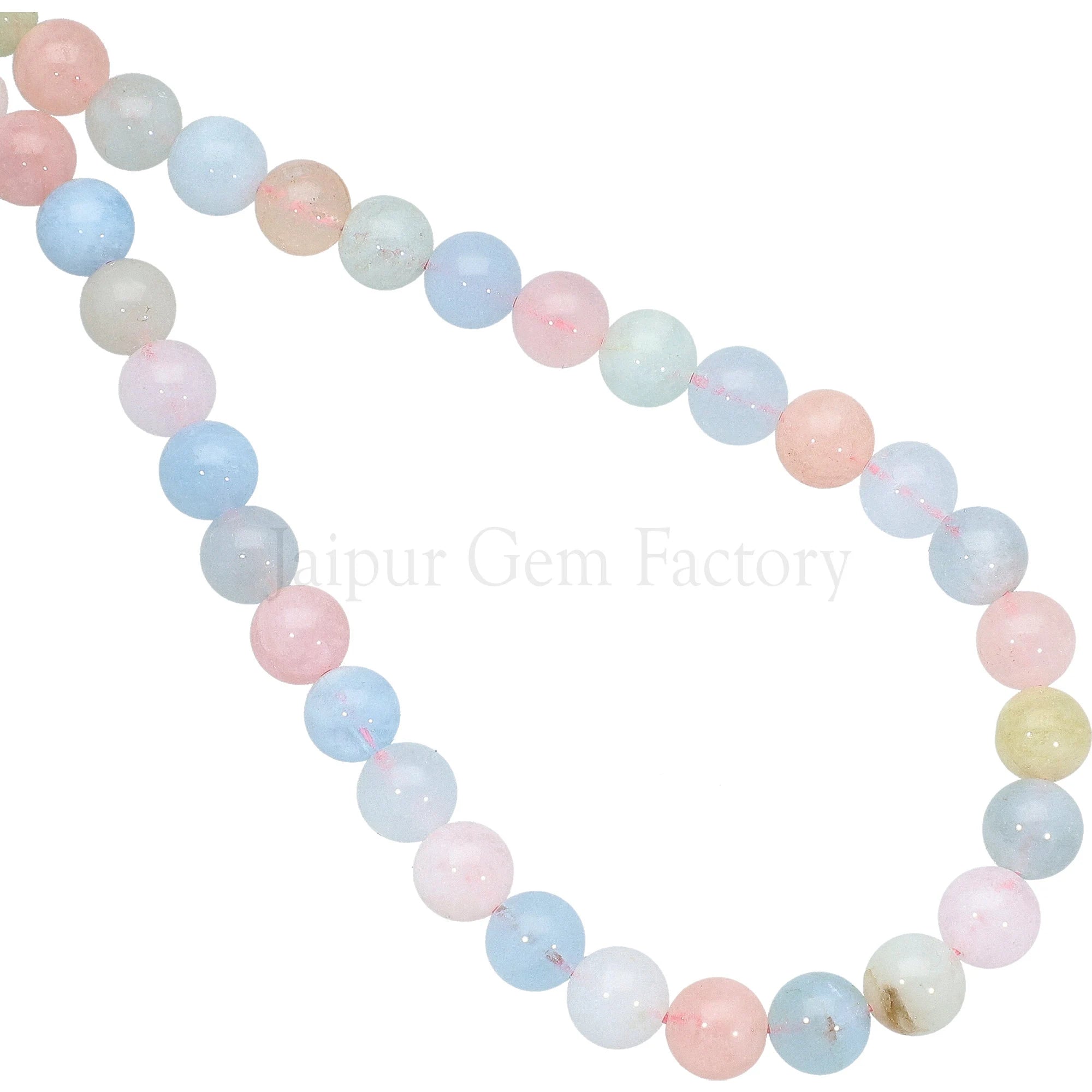 Pink Blue Morganite Smooth Round Loose Gemstone Beads 