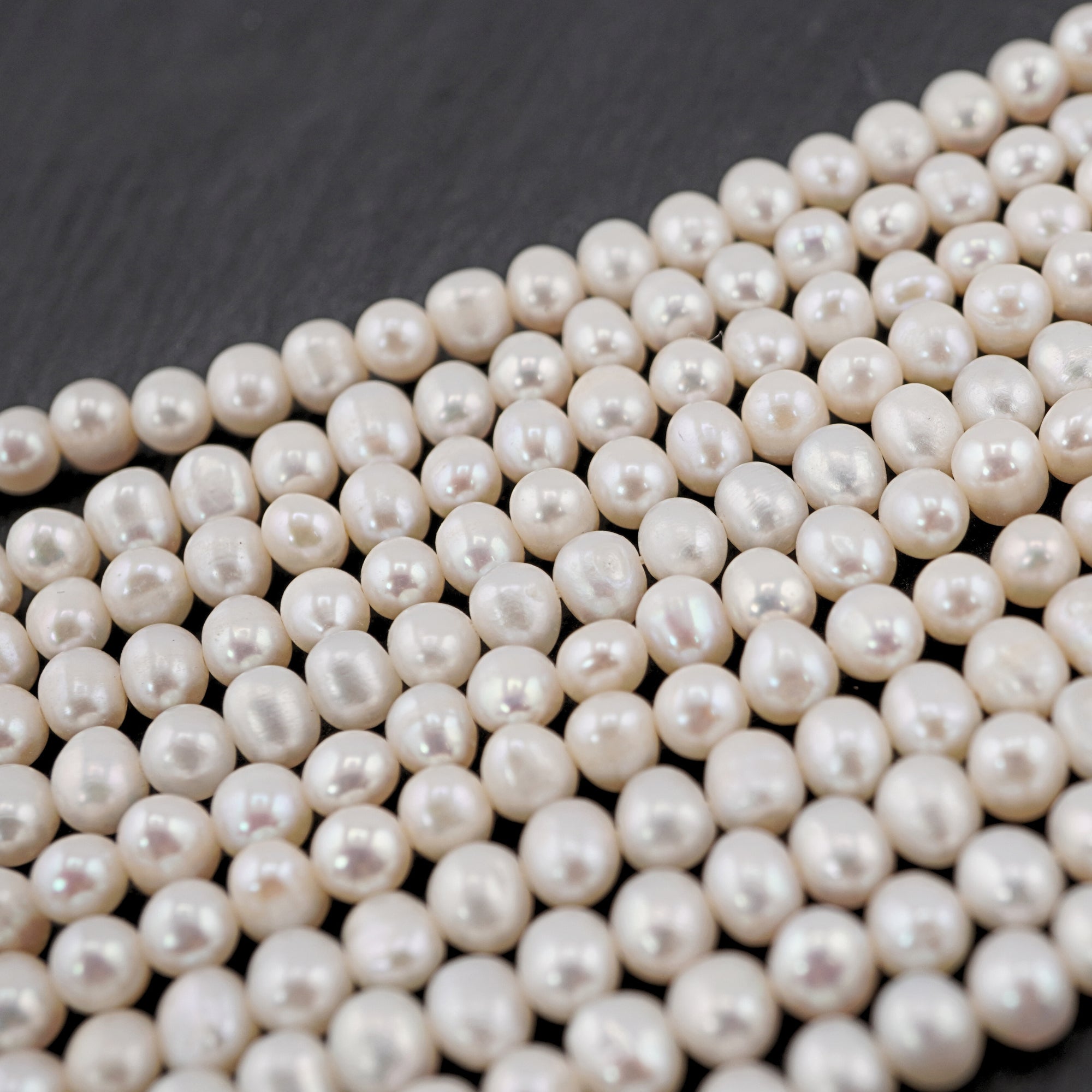 Potato Shape White Pearl Beads