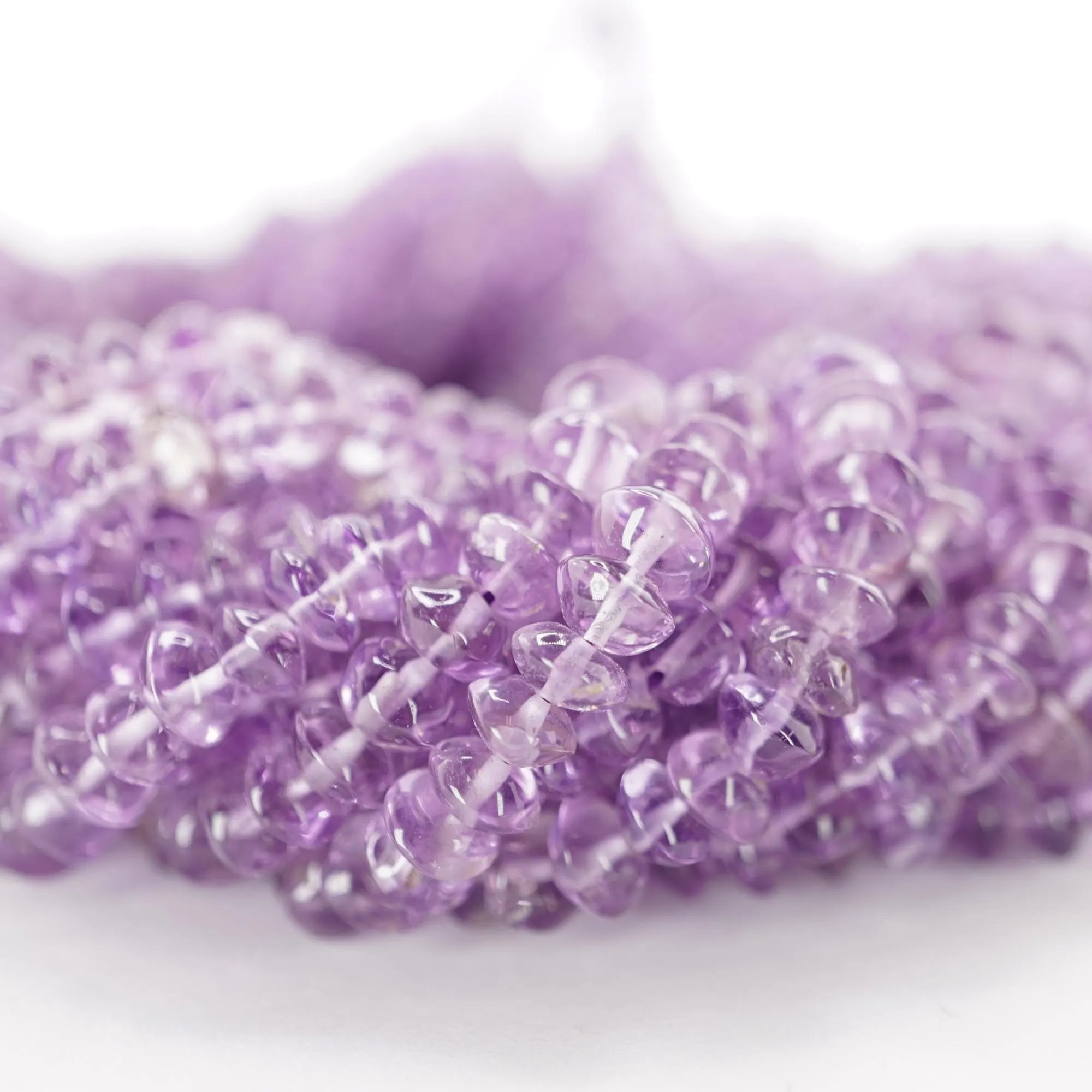 Purple Amethyst Smooth Saucer Shape Gemstone Strand Beads