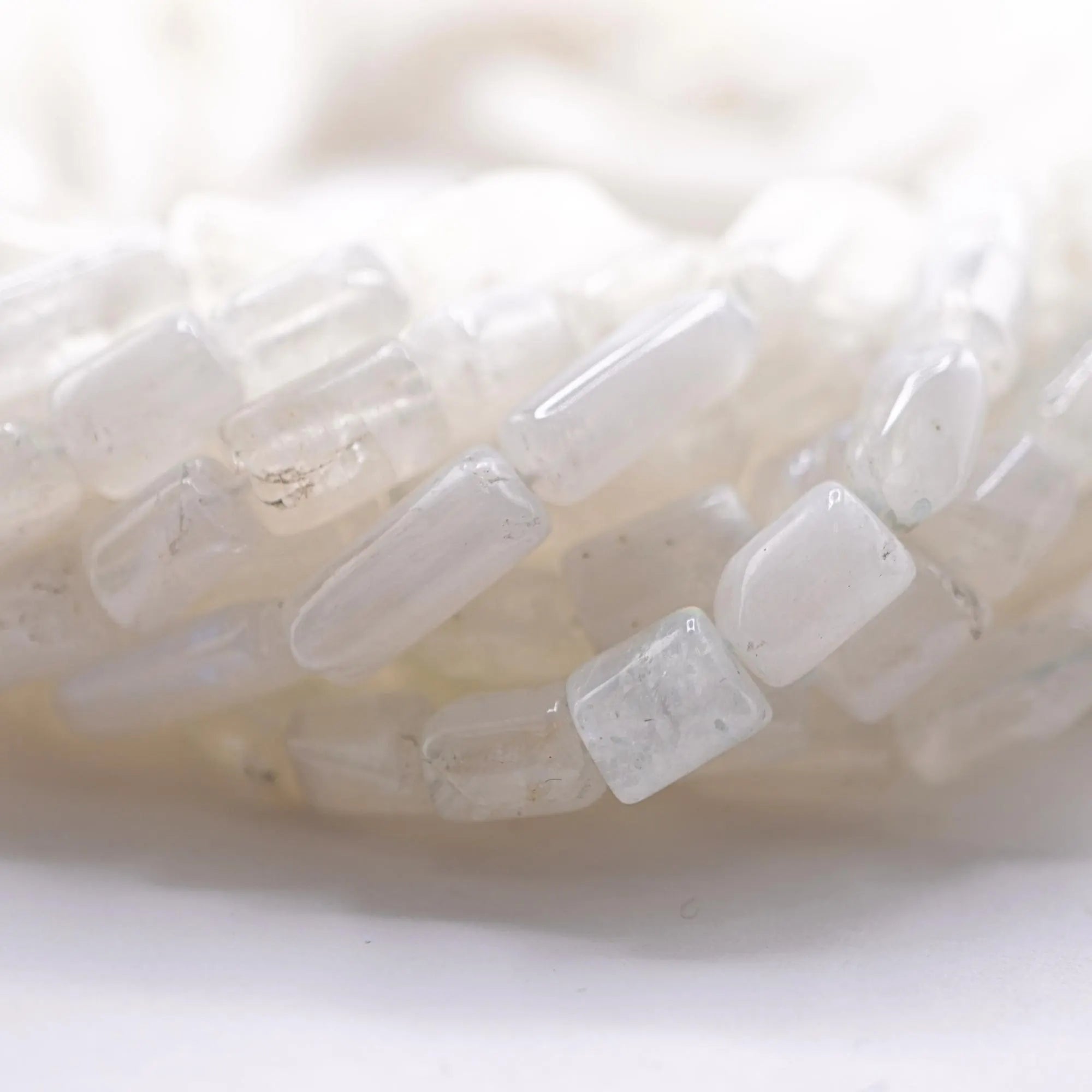 Rainbow Moonstone Smooth Barrel Gemstone Strand Beads