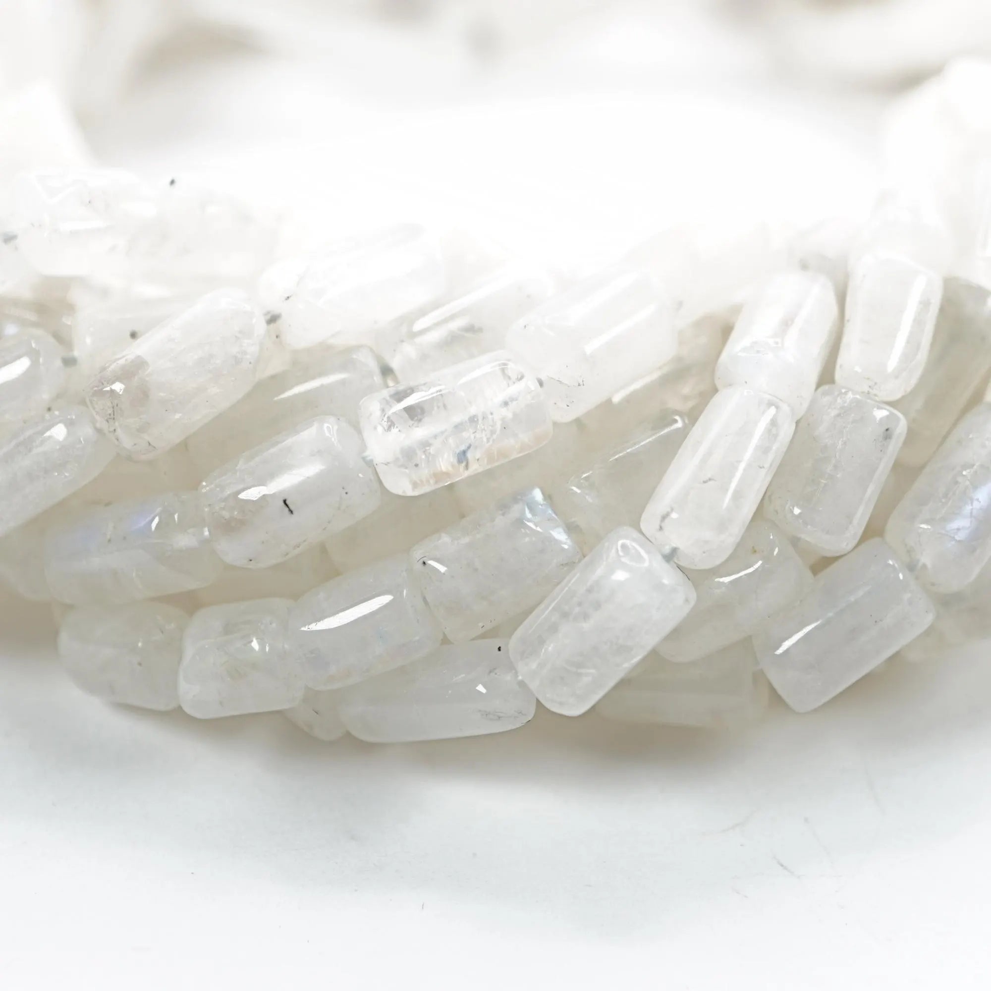 Rainbow Moonstone Smooth Barrel Shape Gemstone Strand Beads