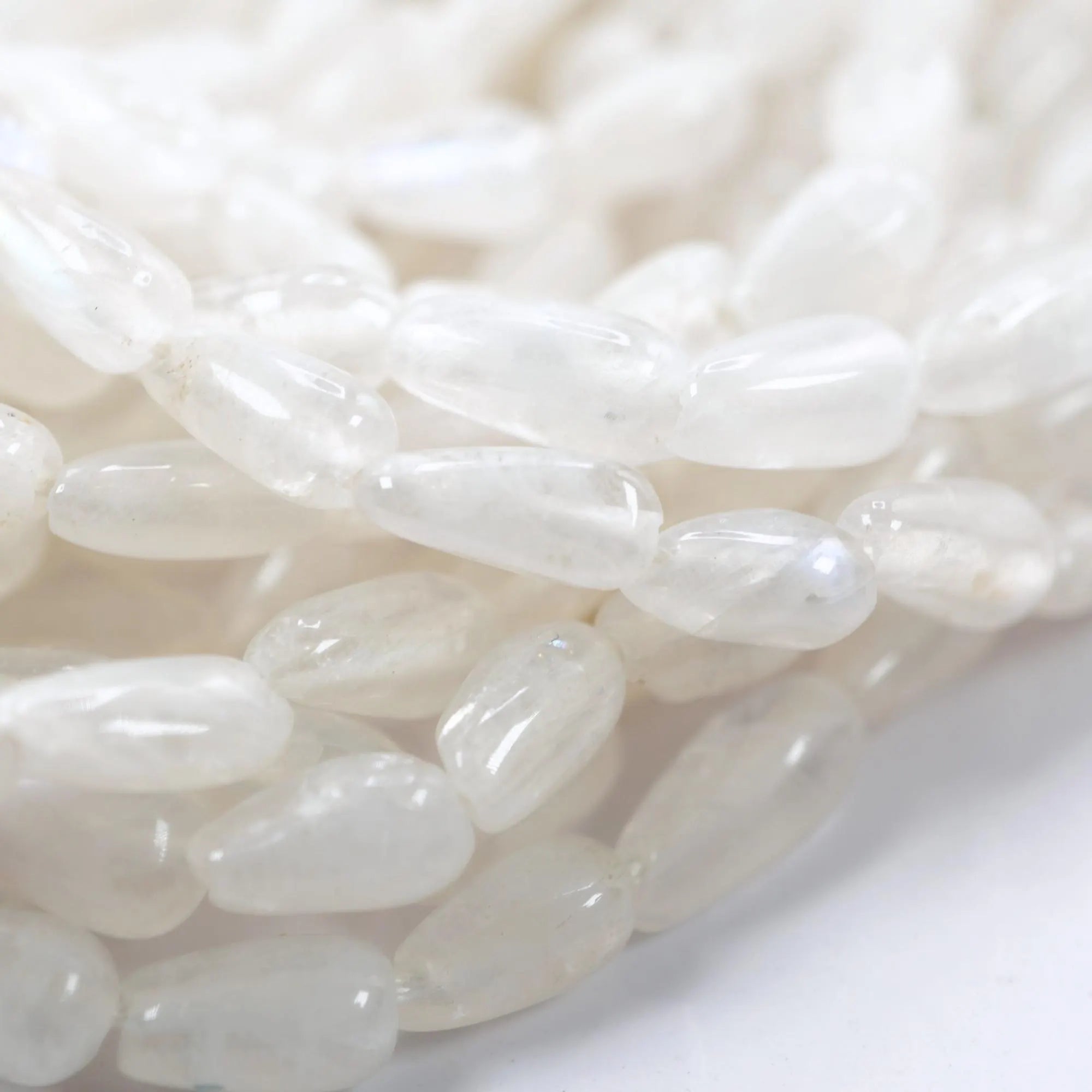 Rainbow Moonstone Smooth Drop Shape Gemstone Strand Beads