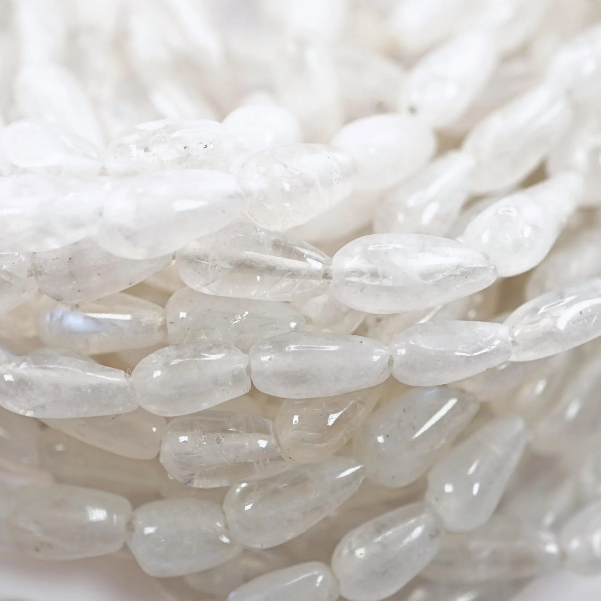 Rainbow Moonstone Smooth Drop Shape Gemstone Strand Beads