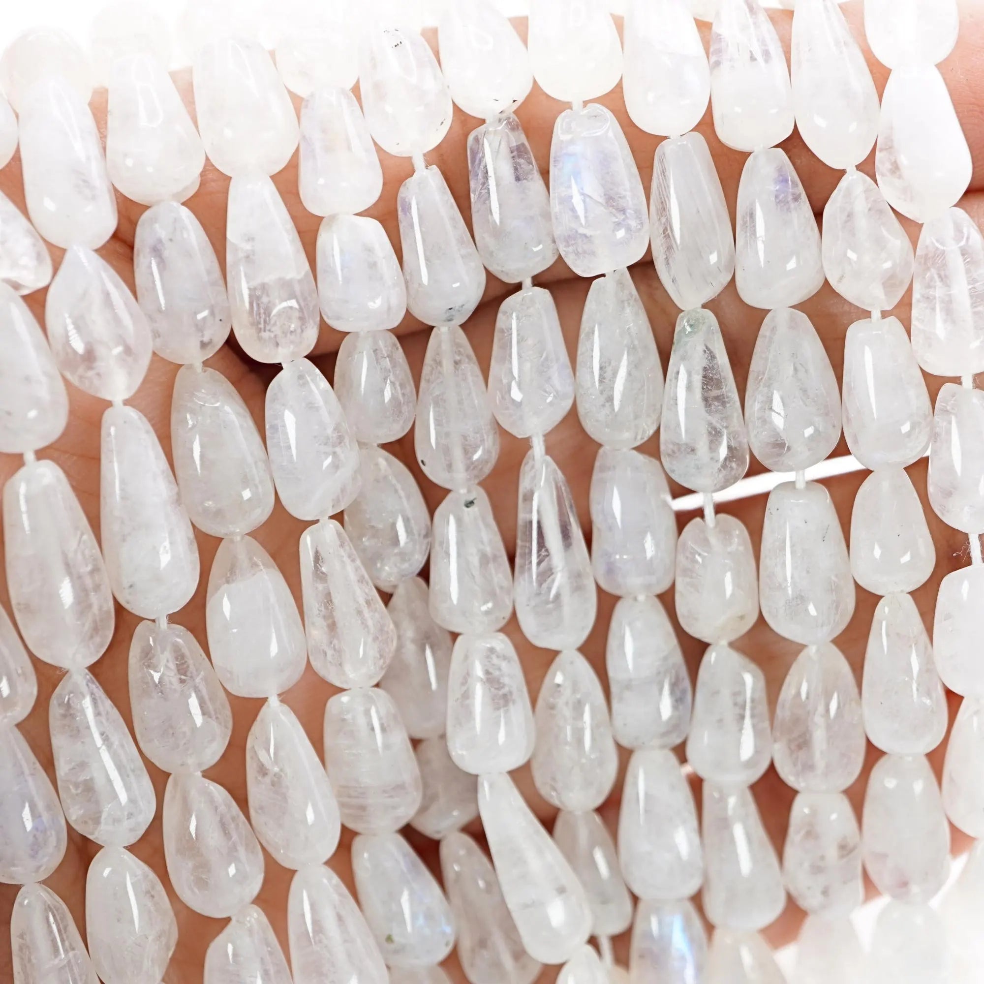 Rainbow Moonstone Smooth Teardrop Shape Gemstone Strand Beads
