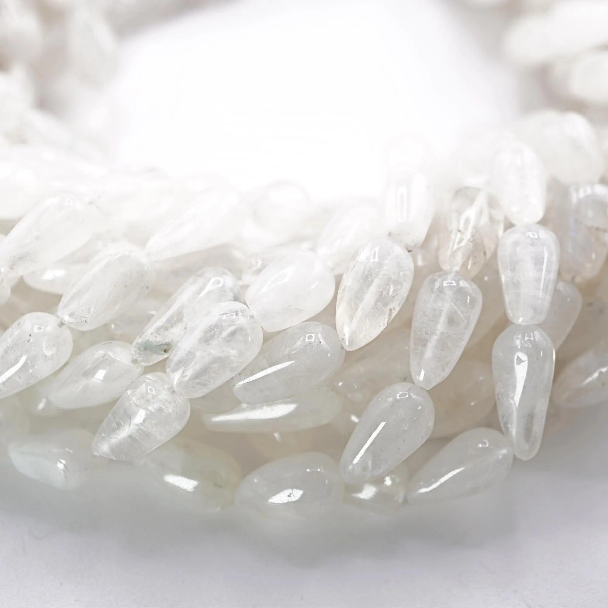 Rainbow Moonstone Smooth Teardrop Shape Gemstone Strand Beads
