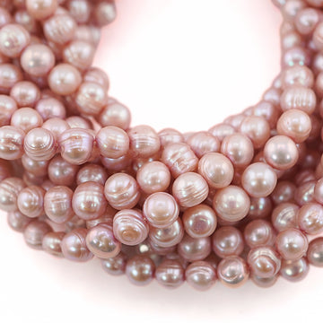 Raspberry Near Round Freshwater Real Pearls Beads


