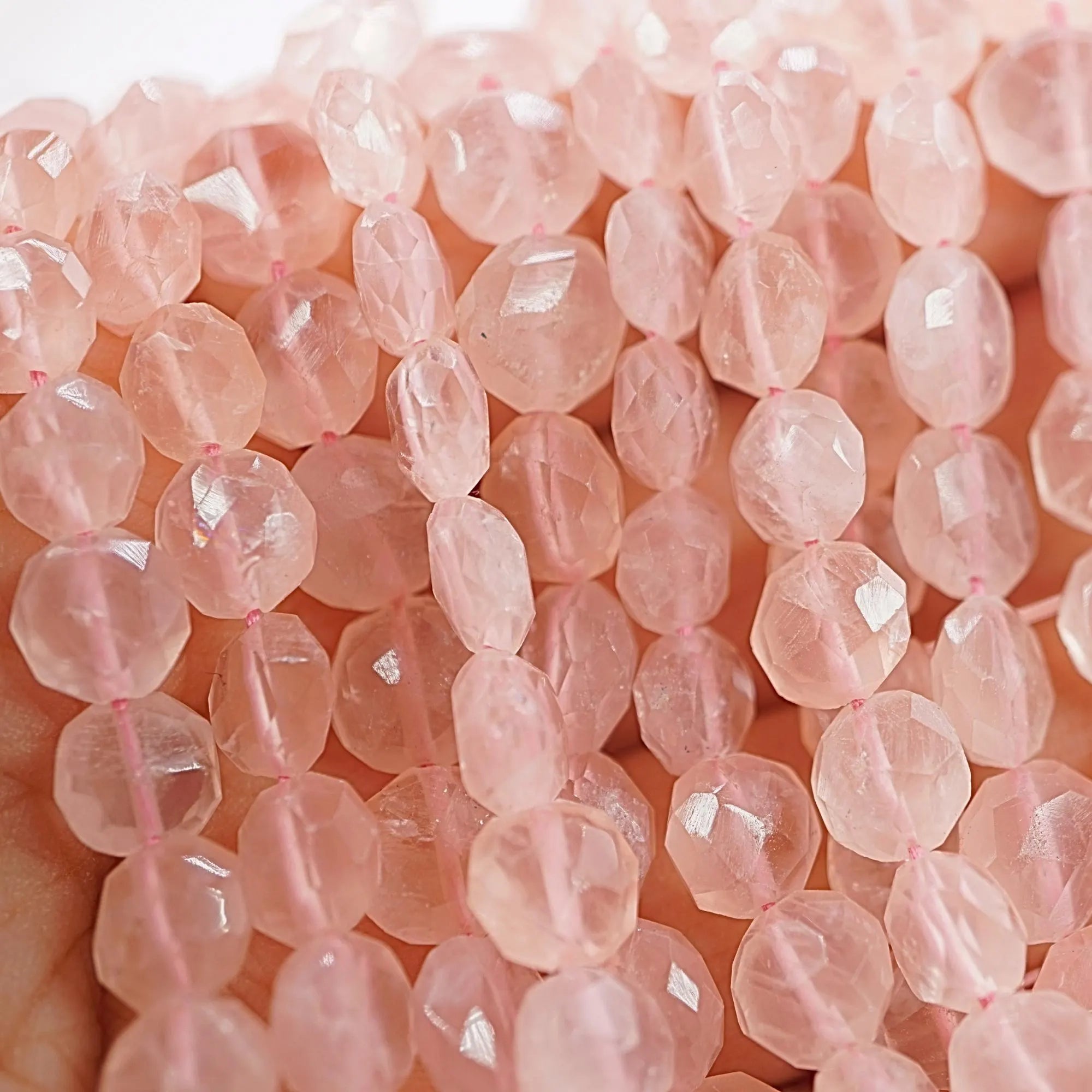 Rose Quartz Smooth Coin Shape Gemstone Strand Beads